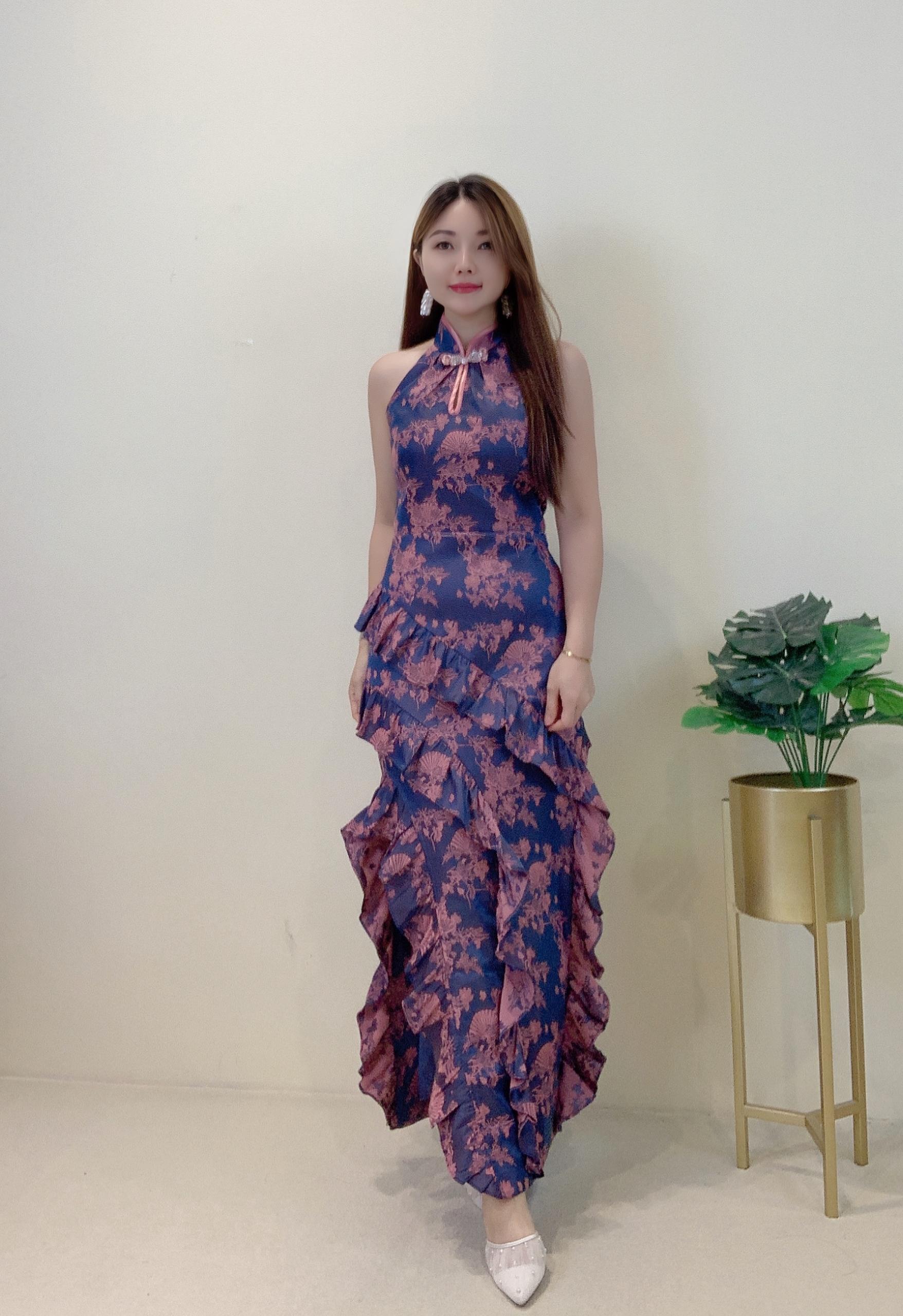 Cut in旗袍连身裙 2112