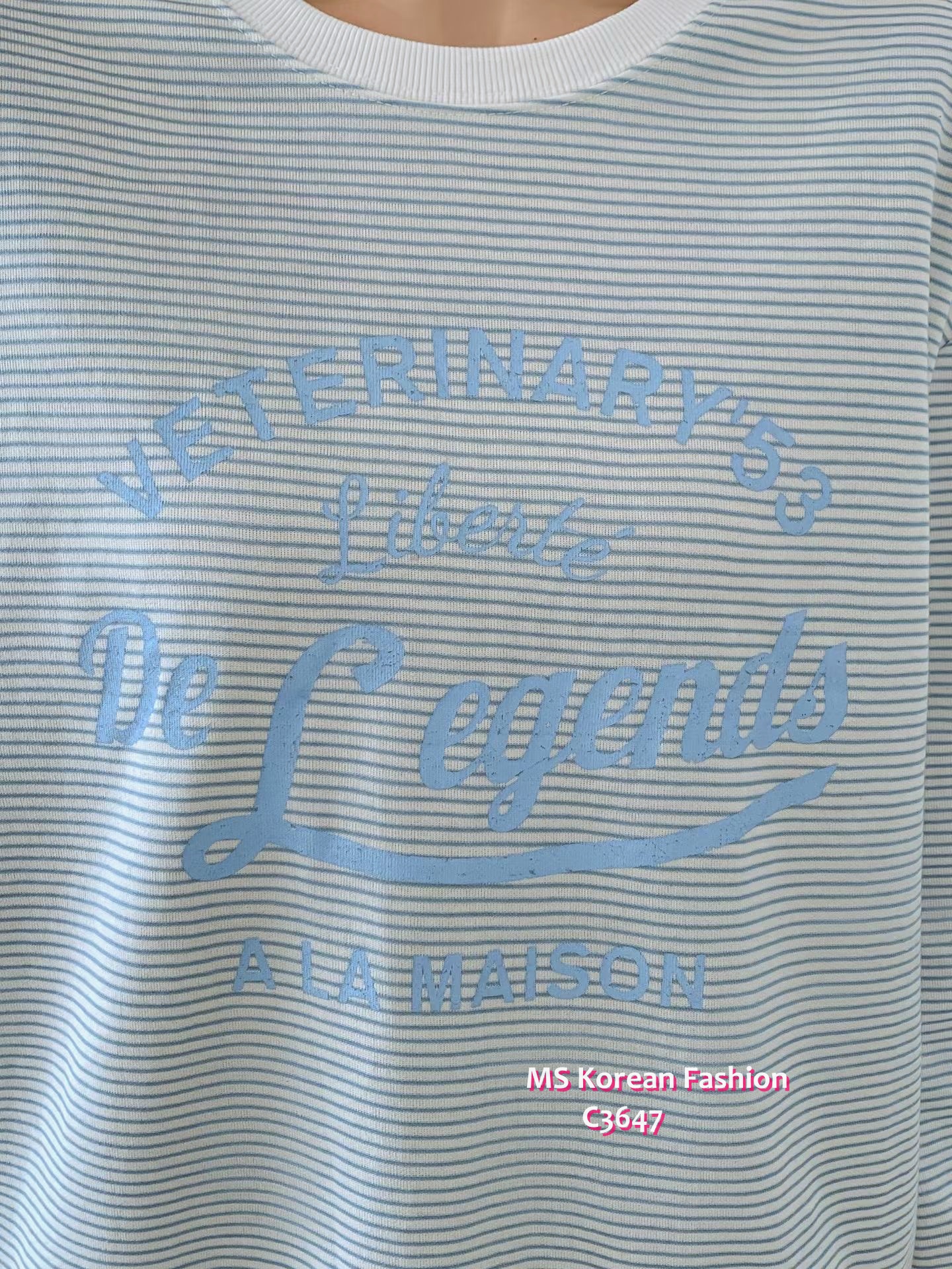 C3647 韓國🇰🇷靚色橫間字母print top