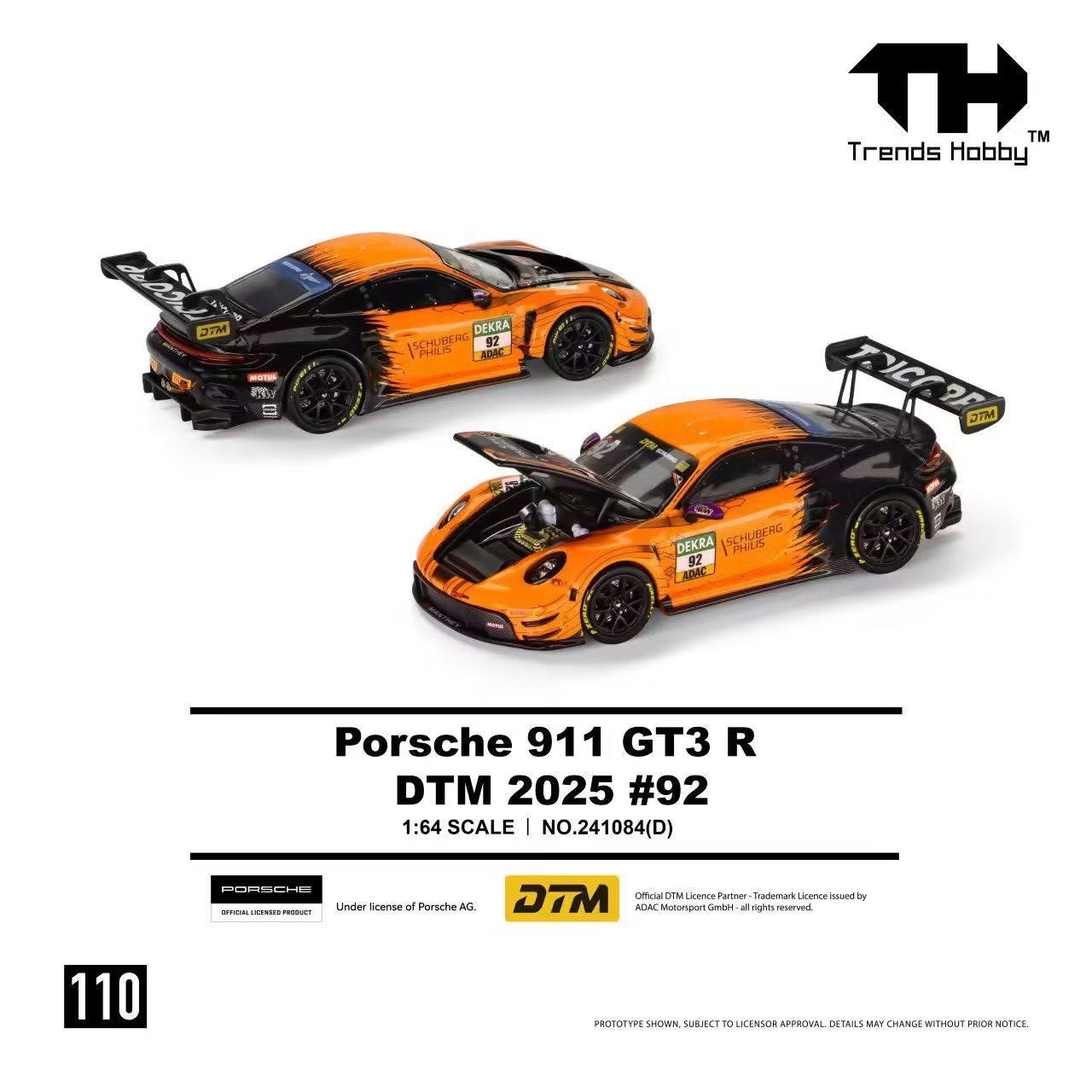 (預訂 Pre Order) Trend Hobby (241084(D)) 1/64 - Porsche 911 GT3 R - DTM 2025 #92