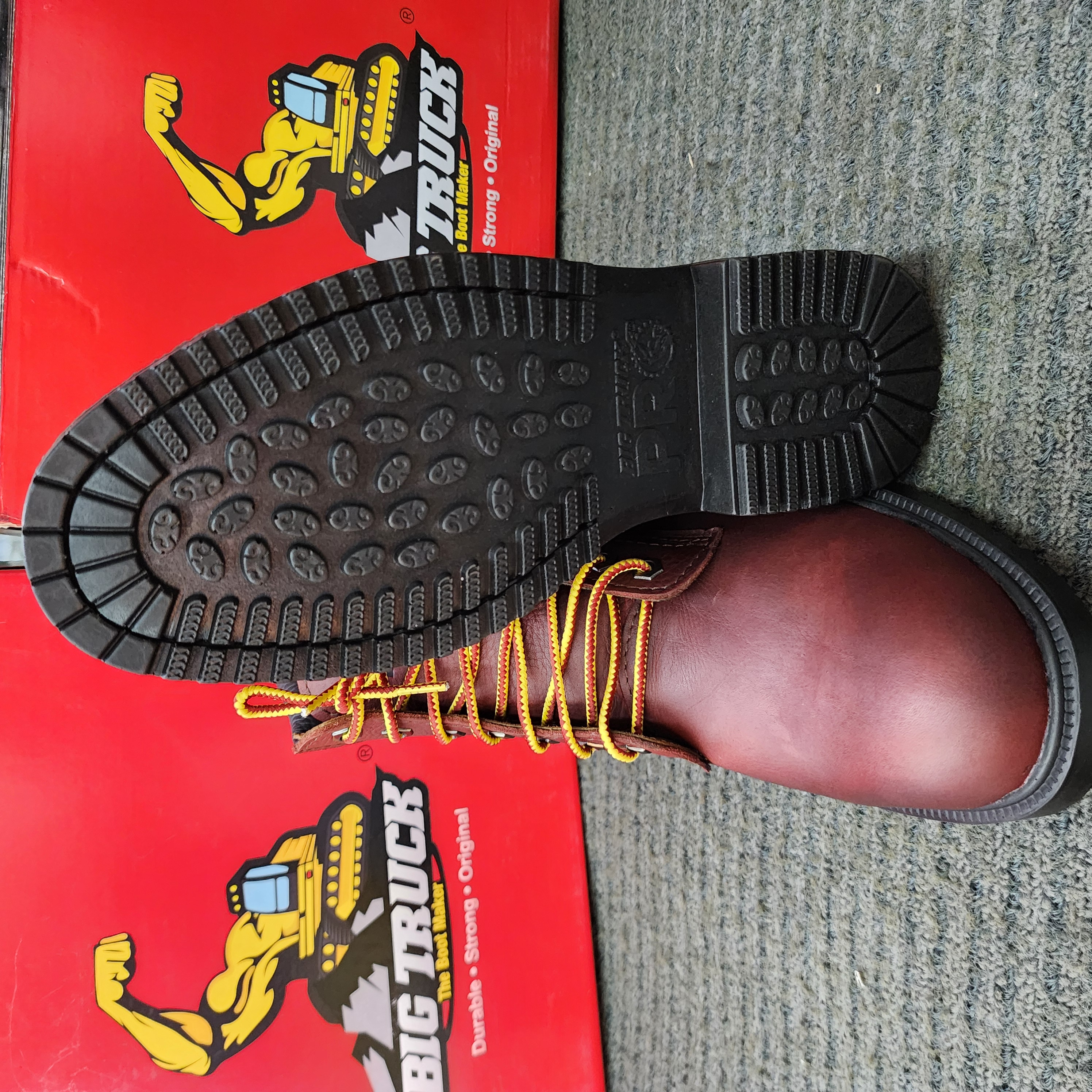 BIG TRUCK PRO 111 LACE UP MID CUT MEN’S PREMIUM LEATHER LIGHTWEIGHT SAFETY BOOTS SHOE Kasut Keselamatan