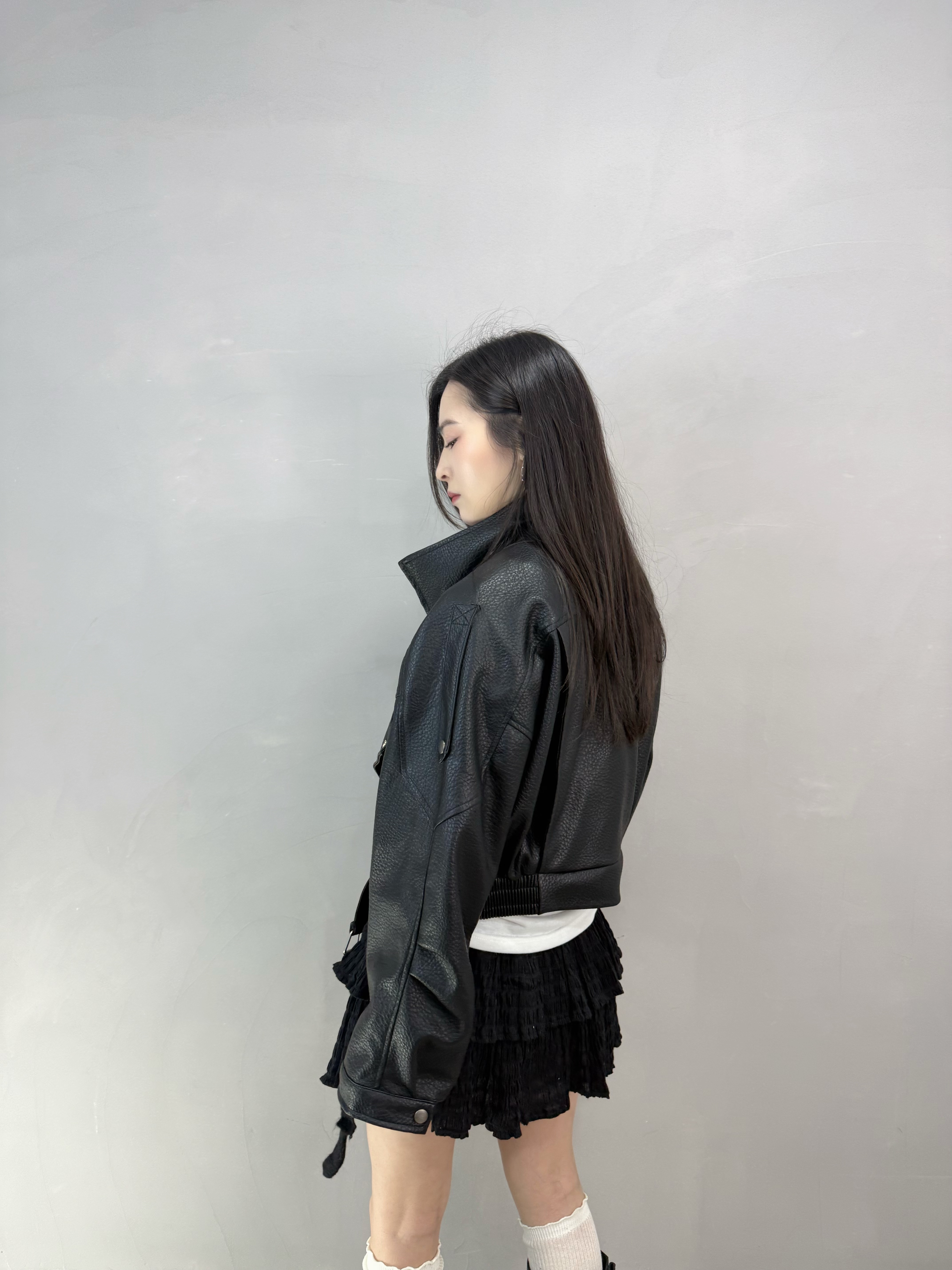 F85 荔枝仿皮短褸