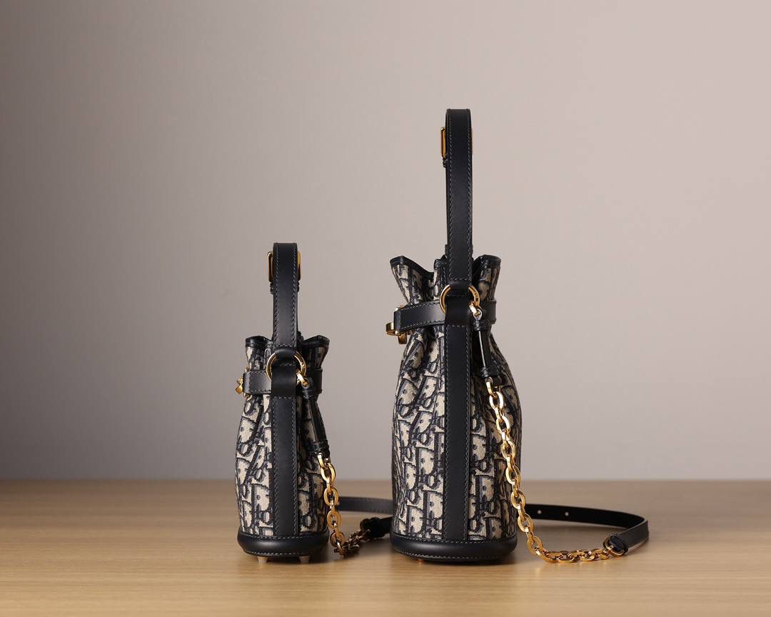 小号、中号 C'EST DIOR 手袋 蓝色 Oblique 印花 实物实拍💕💕 中尺寸：24 x 10 x 24.5 厘米 小尺寸：17 x 7 x 18 厘米