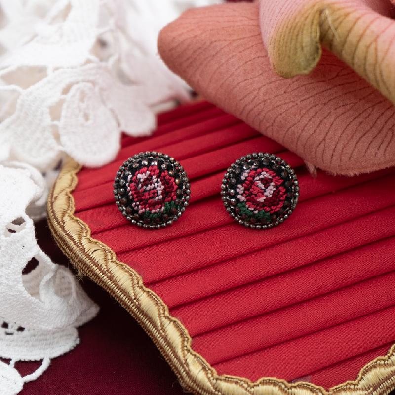 C.a. 1970s Austrian Needlepoint New Old Stock - Dainty Stud earrings(MT1977)