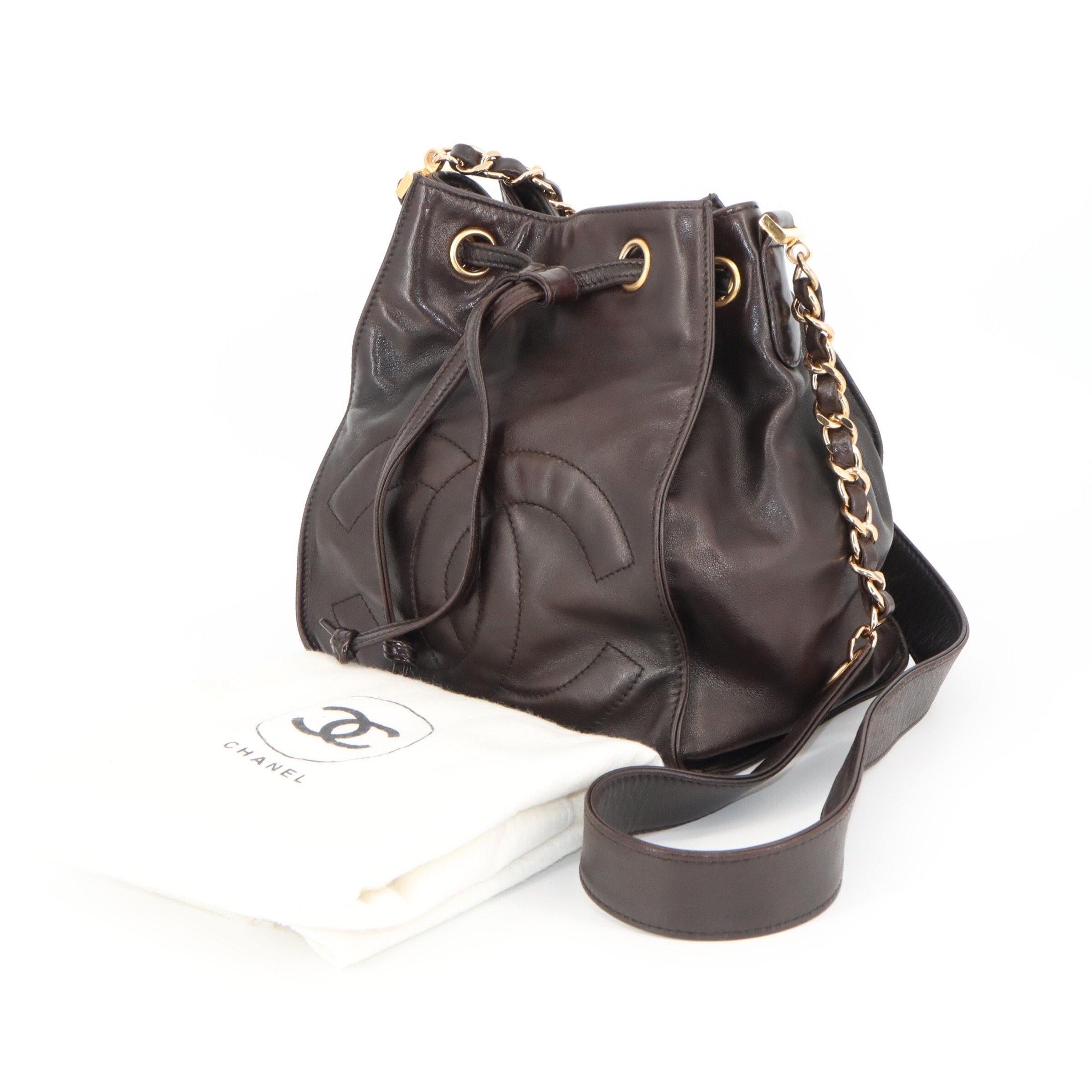 Chanel Coco Mark Drawstring Bucket Shoulder Bag