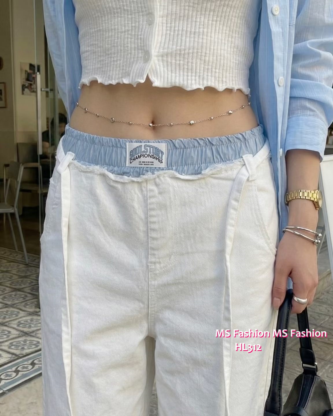 HL312 韓國🌼Howluk拼色腰闊褲