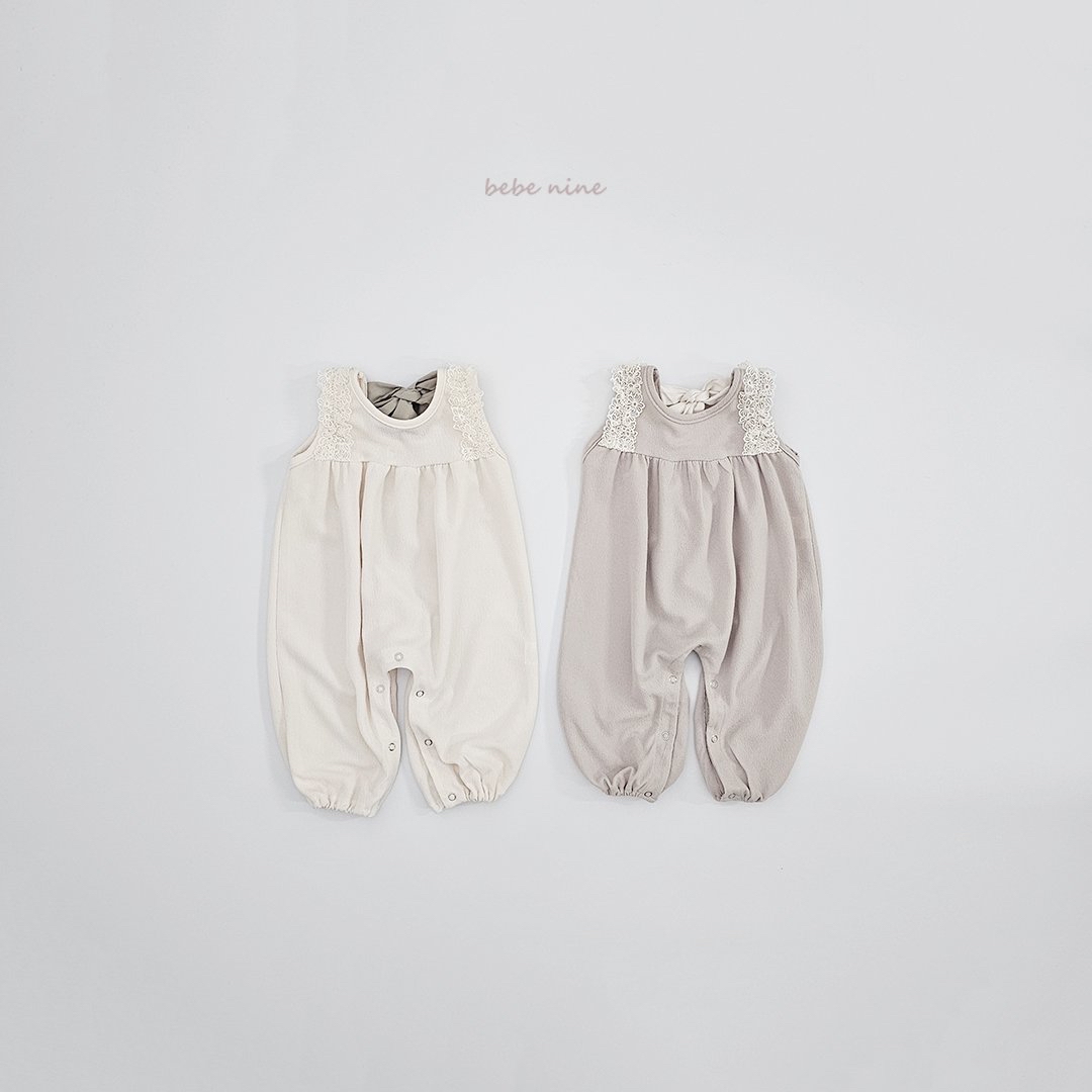 🌸預訂 韓國直送🌸🇰🇷Bebenine兩色蕾絲花邊後背蝴蝶結綁帶背心連身褲