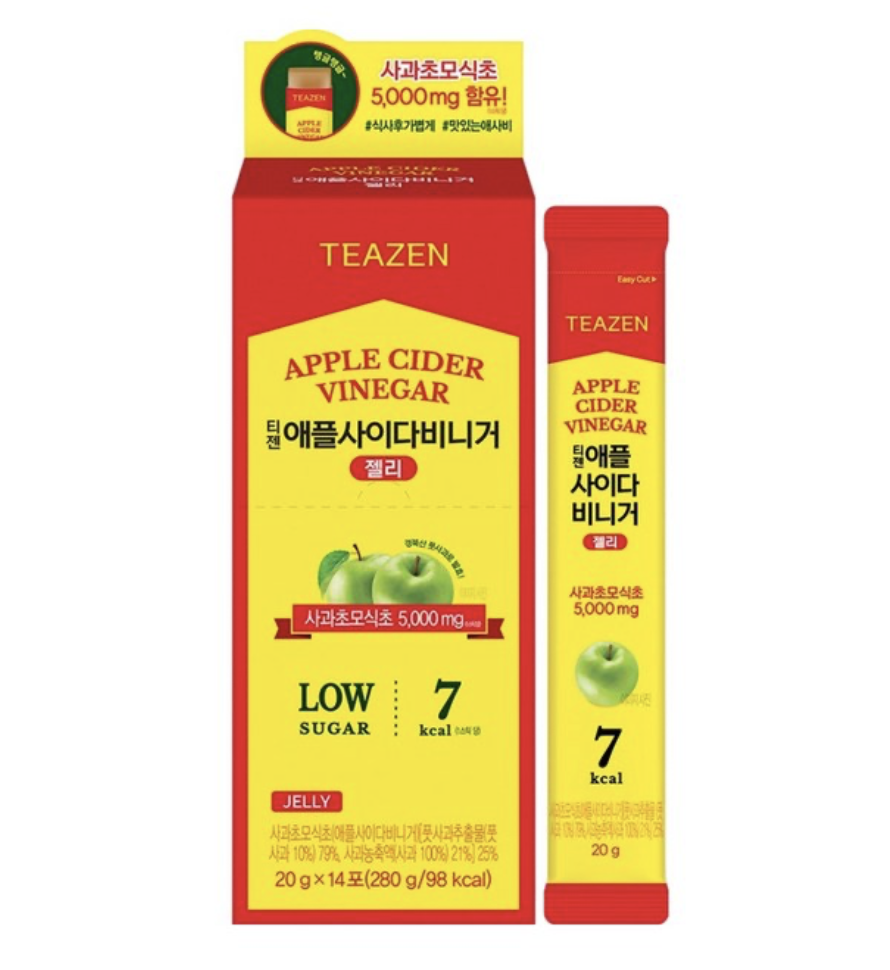 韓國 TEAZEN 7卡蘋果醋 飽腹 燃脂啫喱 14入/盒｜Apple Cider Vinegar Jelly