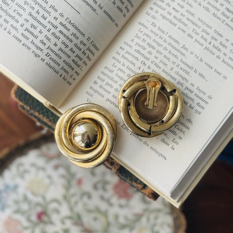 Vintage 1980s Textured Swivel Extra Large Statement Clip Earrings -4.5cm(MT2295)