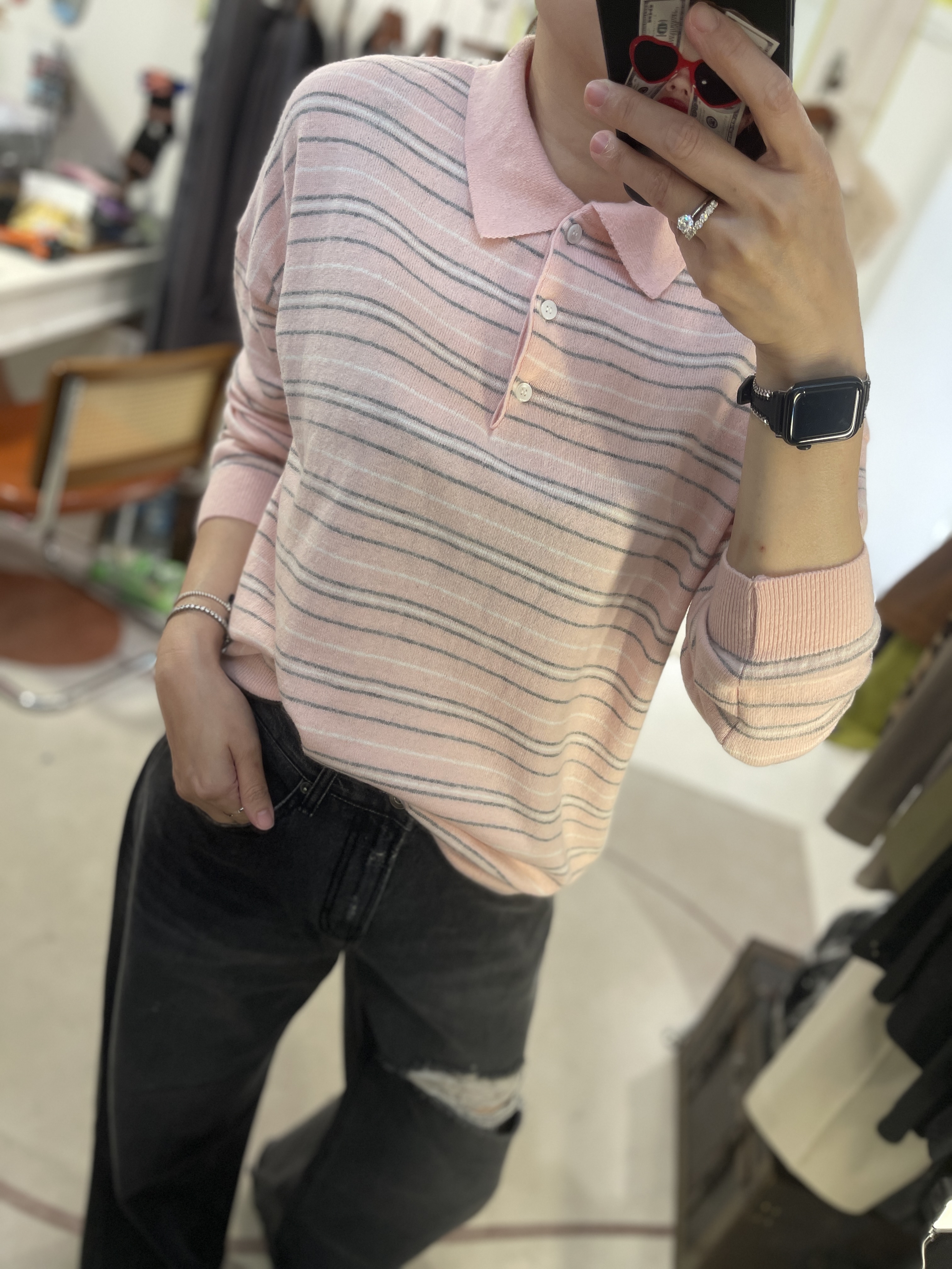 Stripe soft wool sweater