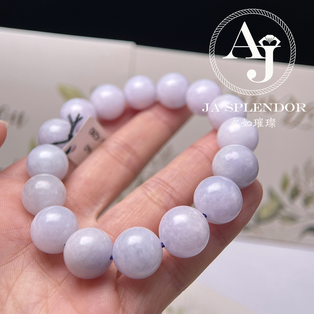 FBG-H40-3 天然翡翠A玉-紫圓珠手串(12mm)（旺人緣）