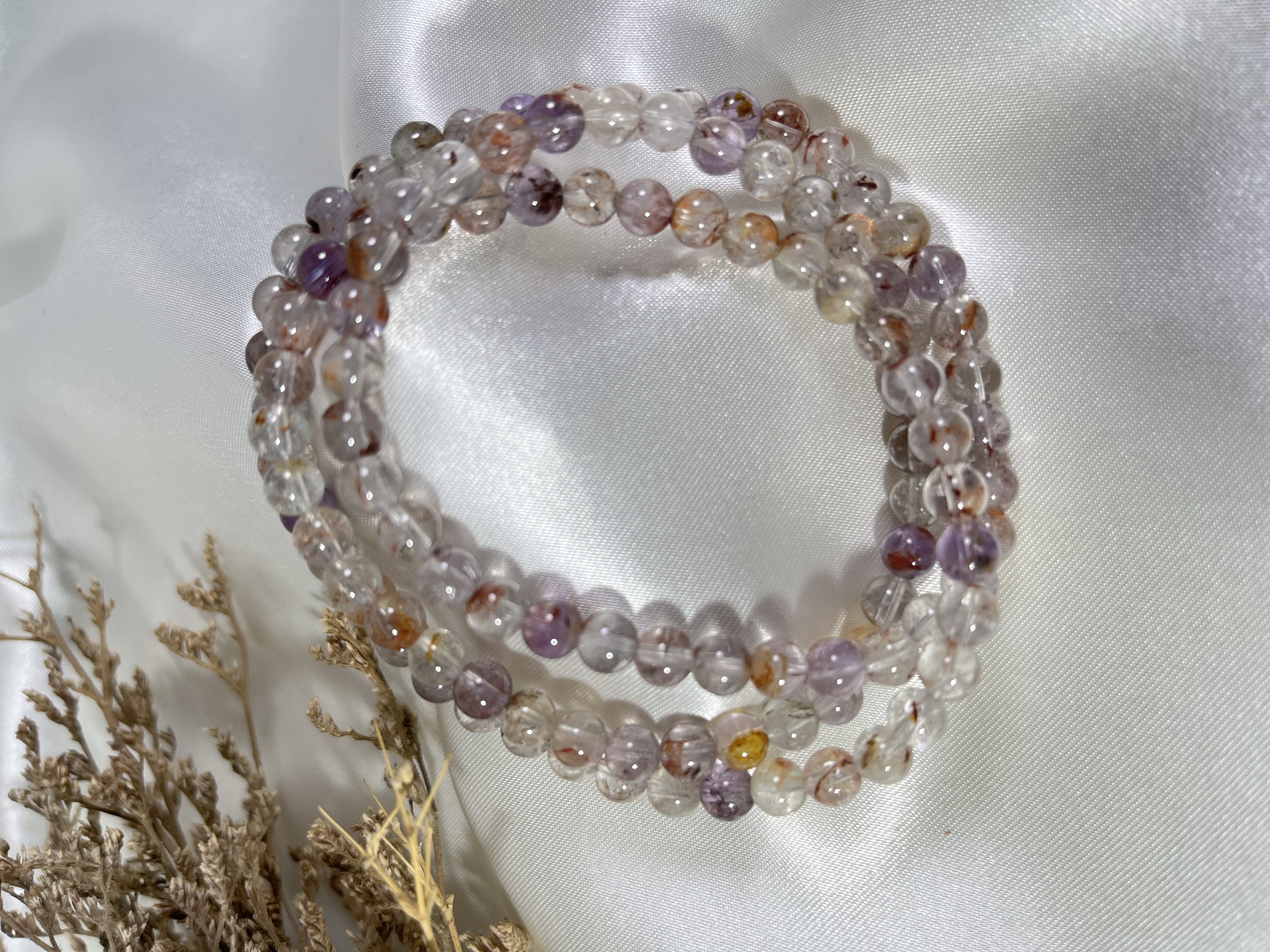 紫骸骨三圈（極光與閃靈鑽共生石） 5mm+