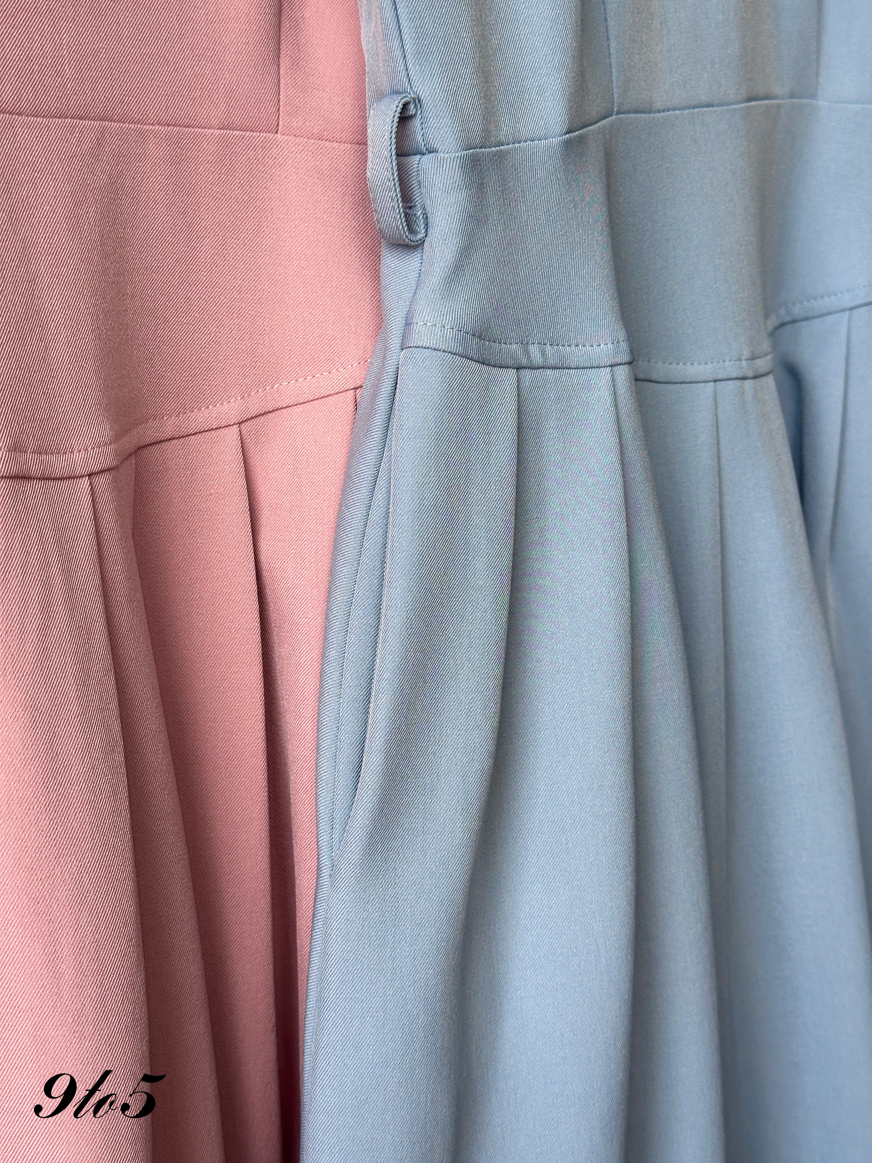 D2369 Puff Sleeve Pleated Dress - 3 Colors 