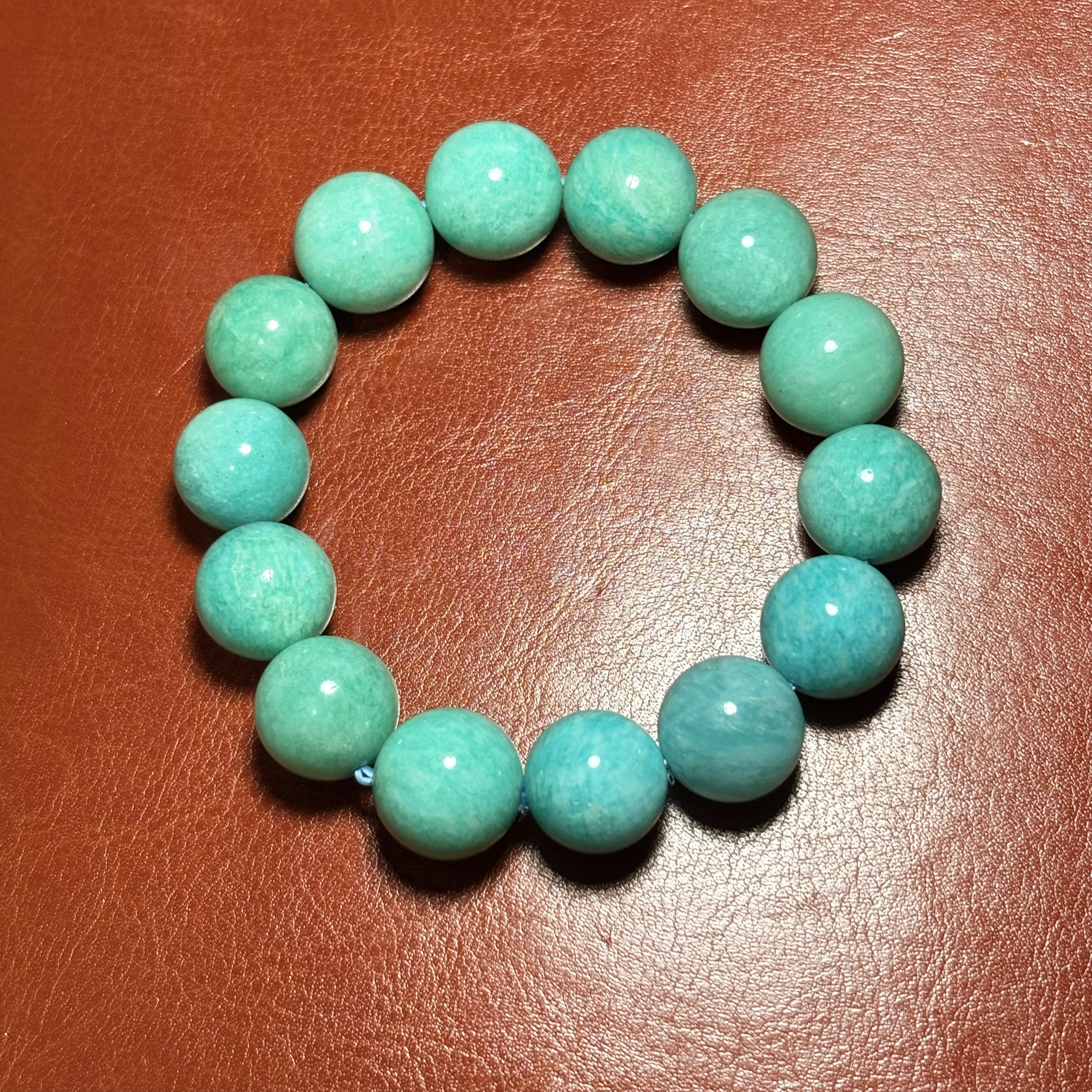  【好運】天然 天河石 手串 No. 2733｜規格: 16mm珠/17cm內圈｜附送證書