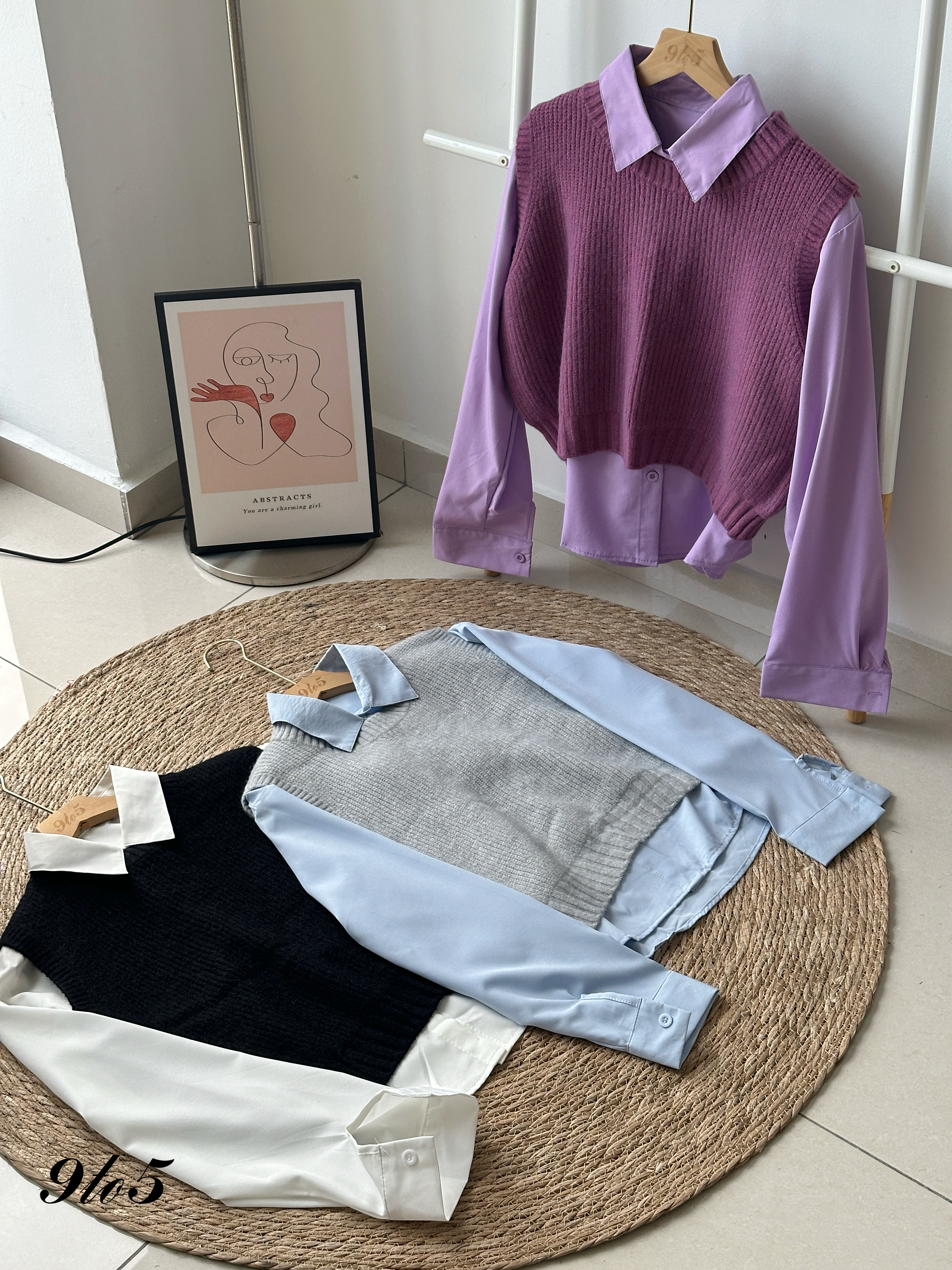 T4116 Knit Vest with Shirt Matching Set - 3 Colors 