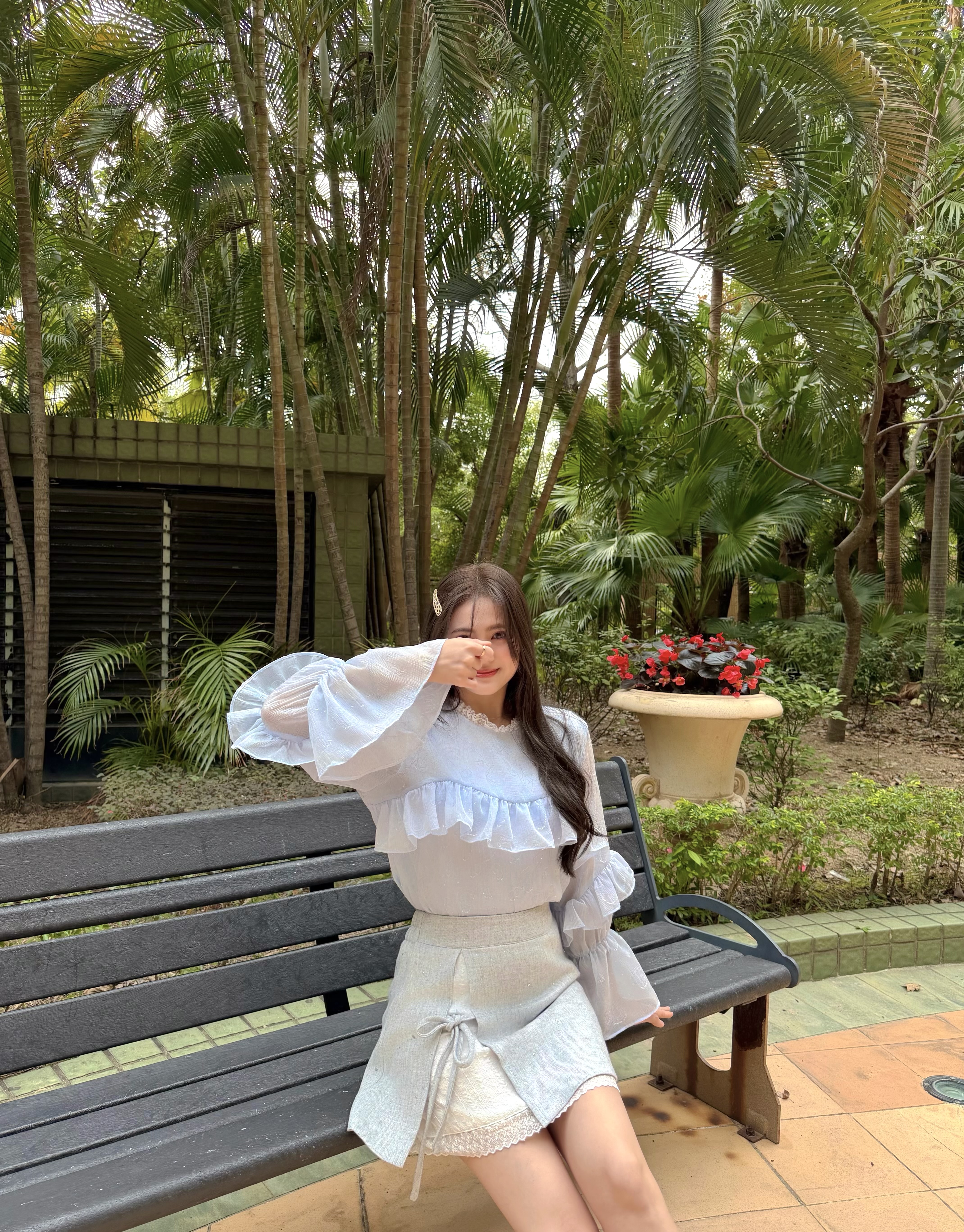 #HANNAexclusive# Fall In Heart Ruffle blouse