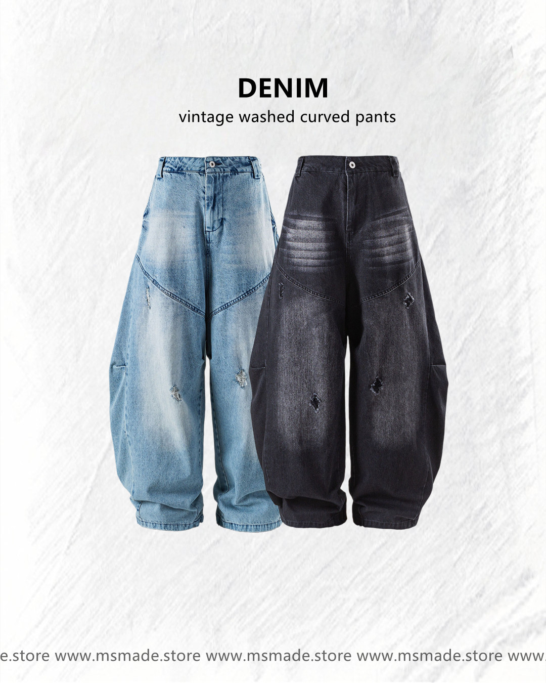 M25259 水洗破洞彎刀牛仔褲