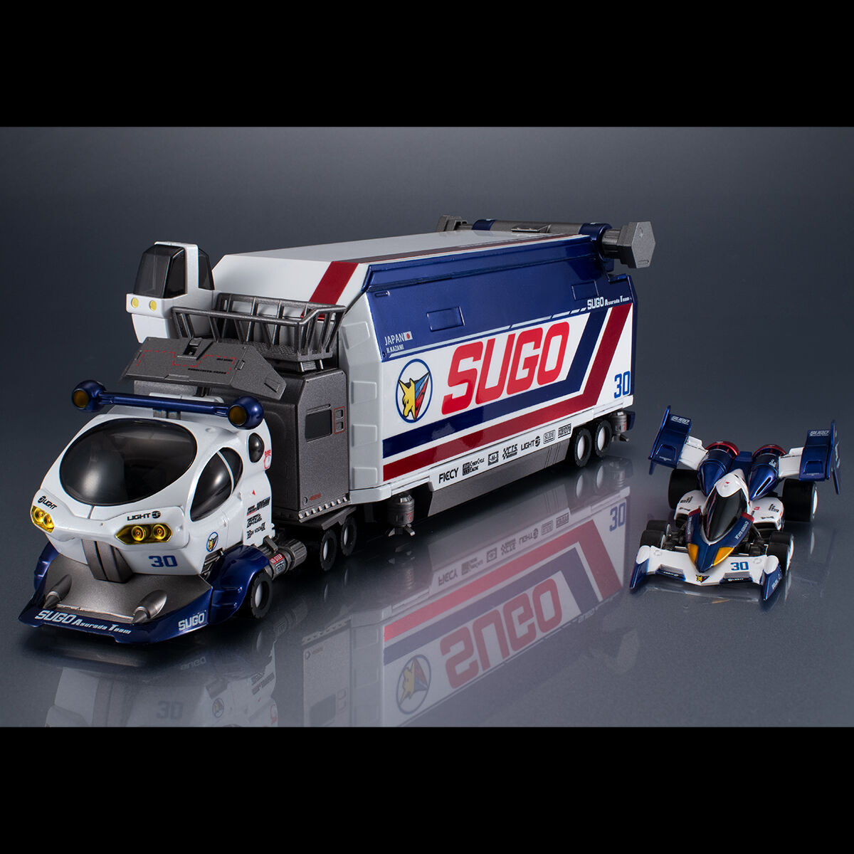 (預訂訂金 $300) (總價 $895) MegaHouse C.F.C. -HE- DX Cyber​​ Formula Collection -Heritage Edition- Sugolegerd 10V5000 & Super Asurada 01 Circuit Mode CFC -HE- DX 新世紀GPX 高智能方程式 菅生車隊運輸維修車 10V5000 & 超級雷神 01 Circuit Mode 套裝 (行版)