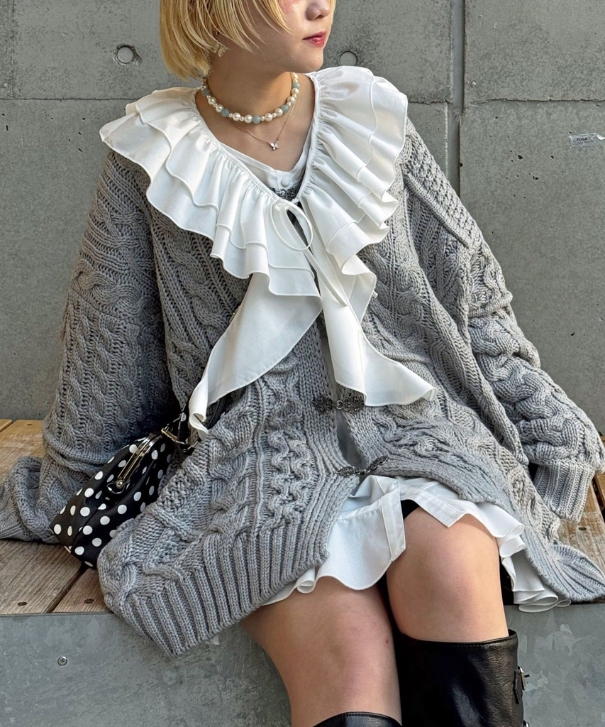 麻花針織長外套【JT026】