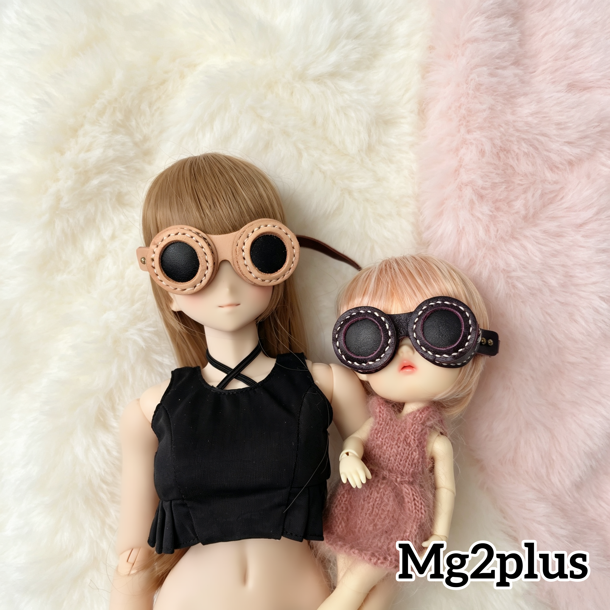 【MG2Plus】(18.5cm - 22cm Doll Head) 真皮手作蒸汽朋克風格眼罩 Handmade leather steampunk eye mask 