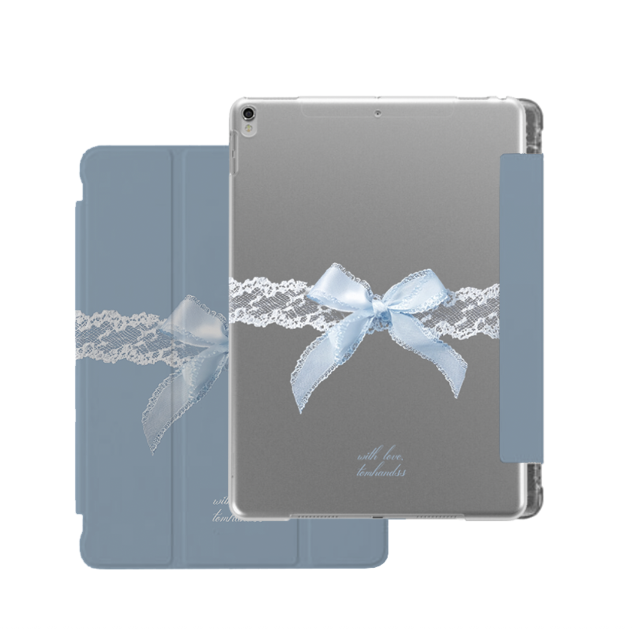 【Alice Blue Lace Ribbon】透明磨砂書本式 iPad Case
