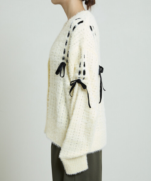 蝴蝶結綁帶針織外套