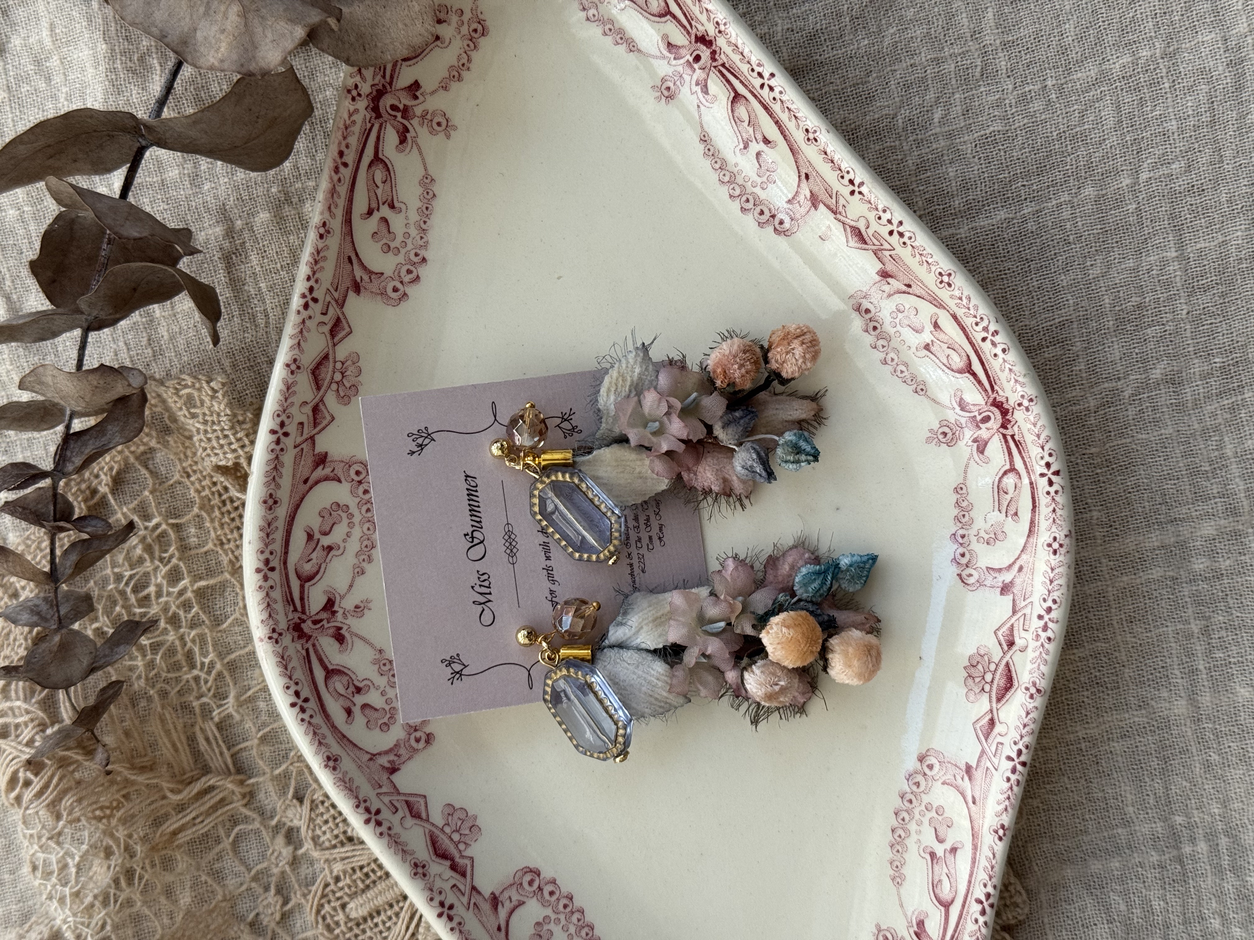 Miss Summer布花耳環