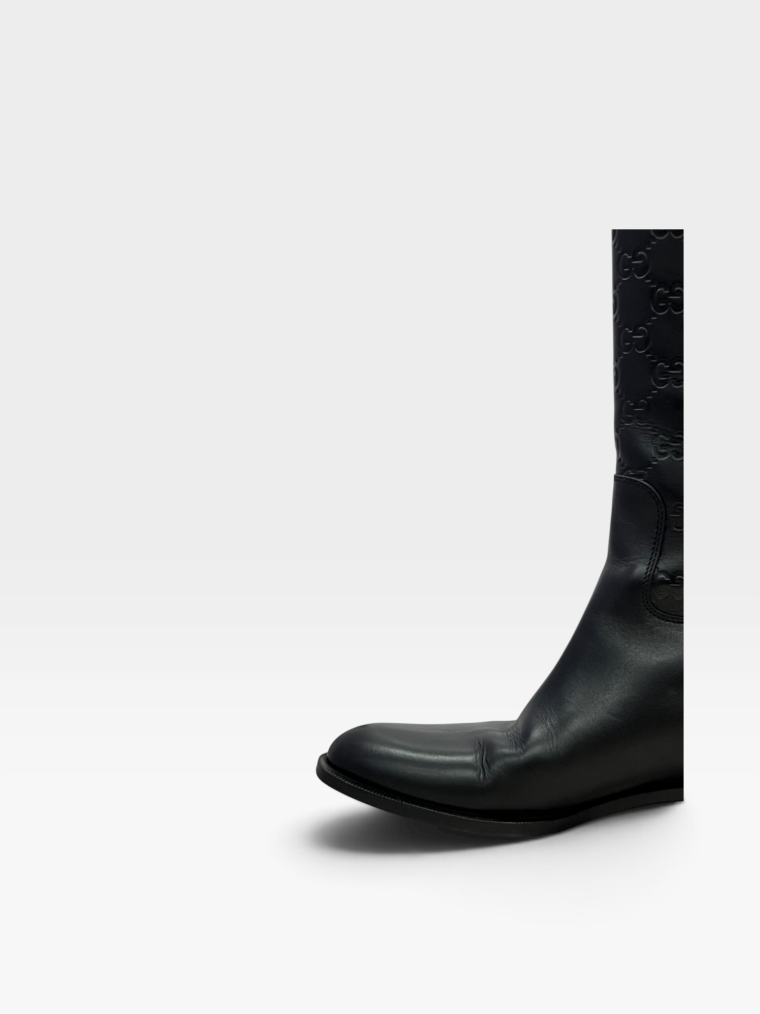 Pre-owned Gucci black Guccissima leather 85th anniversary knee-length boots / Product Code: 090202