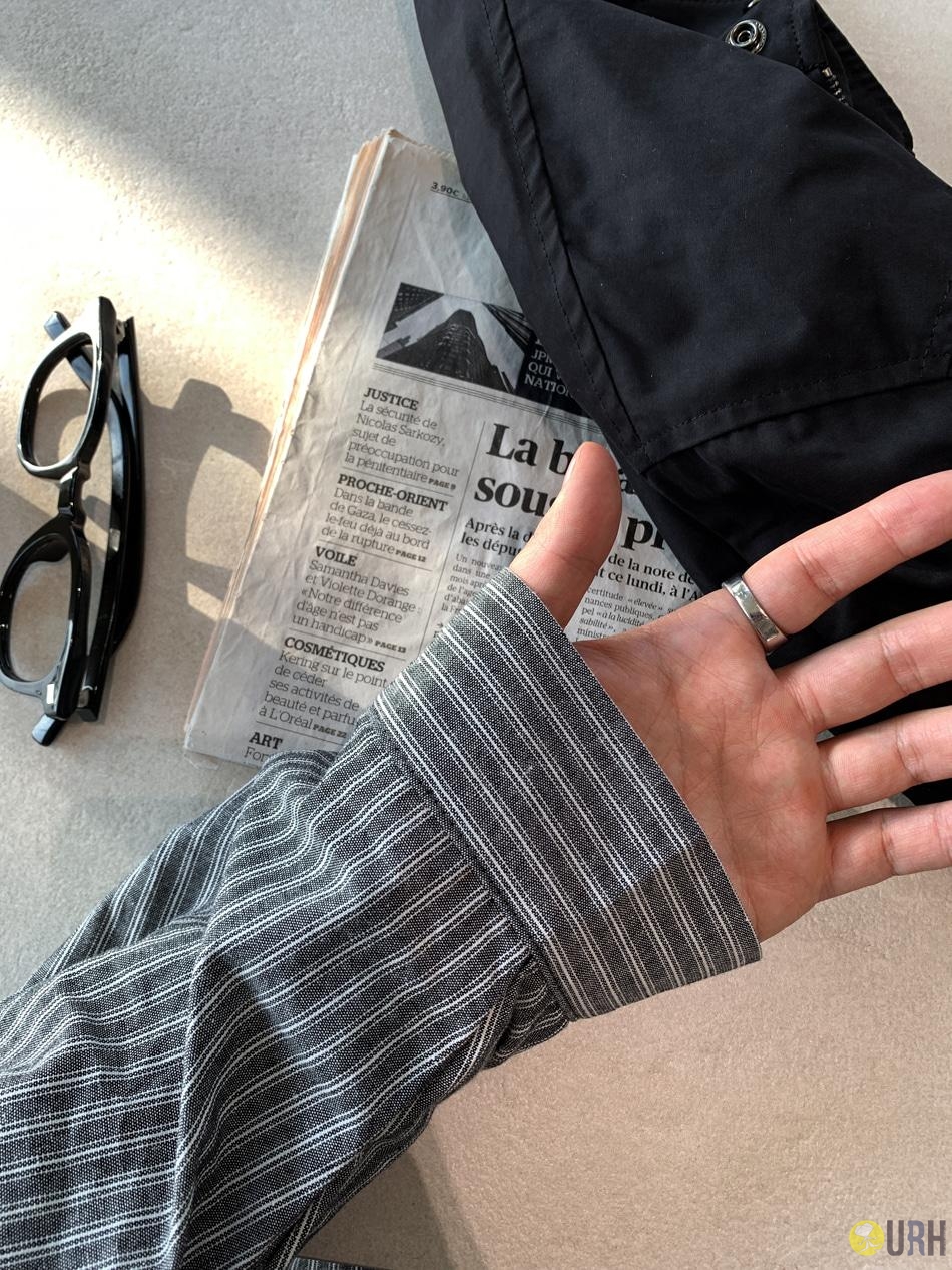 【100%保證韓國直送】極簡美學隱形門襟細條紋挺闊寬鬆純棉襯衫 👕 [2 color] RL114872