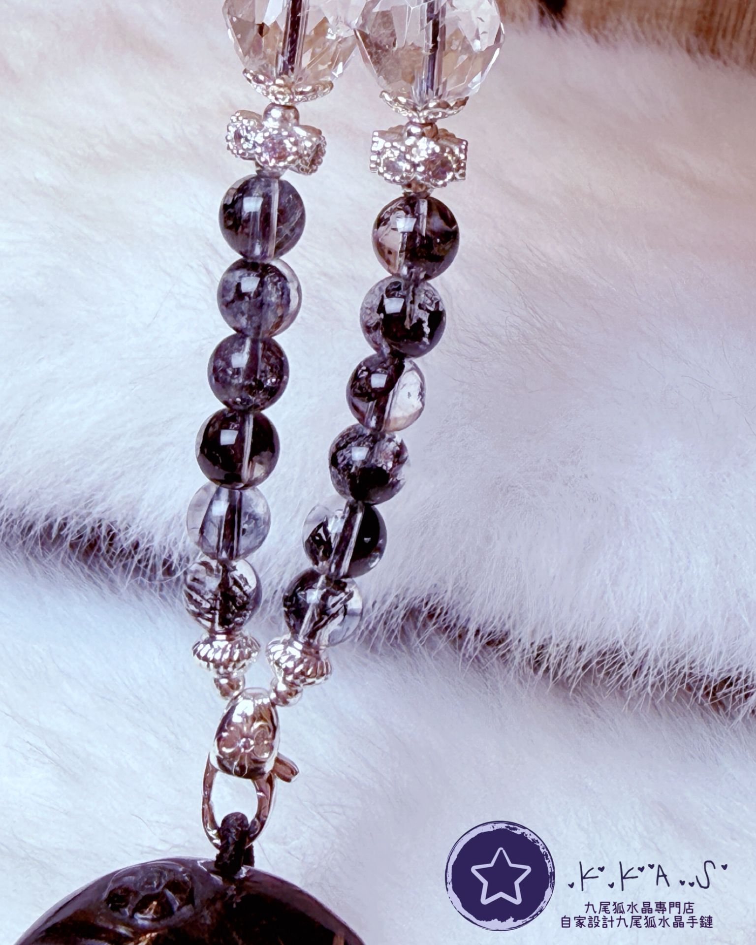 K00108 煙花石榴石 月亮狐 - 吊墜頸鏈/套鏈