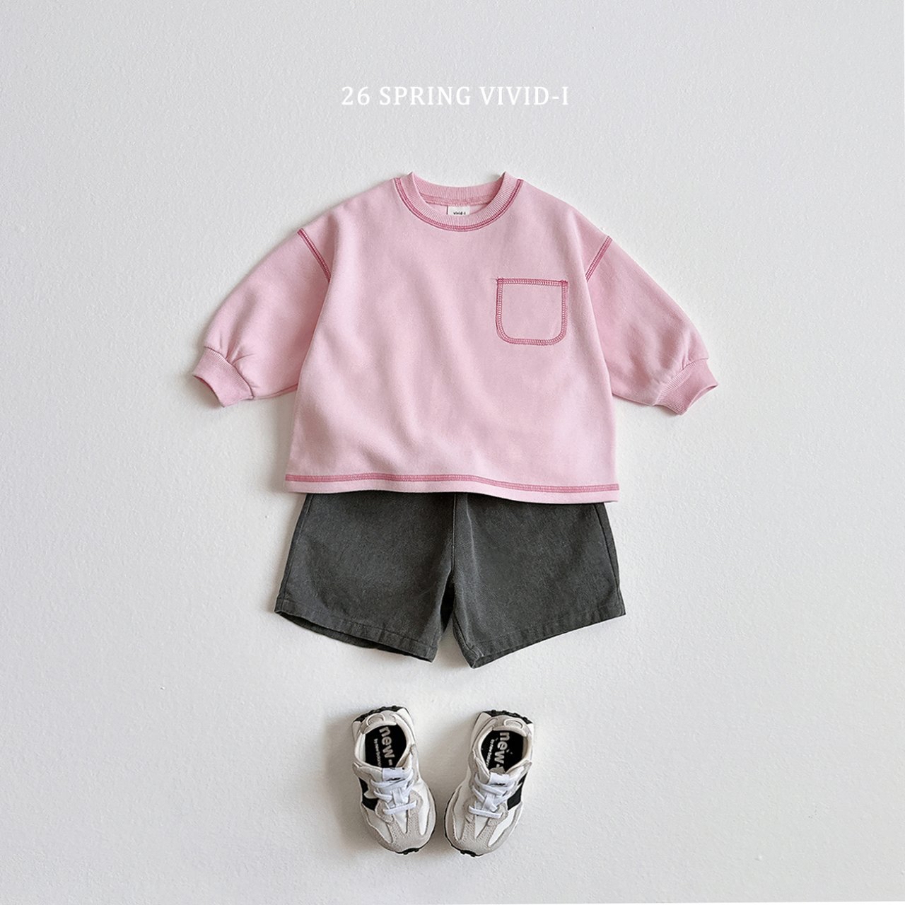 🌸預訂 韓國直送🌸🇰🇷VIVIDI四色口袋撞色縫線長袖短褲上下套裝