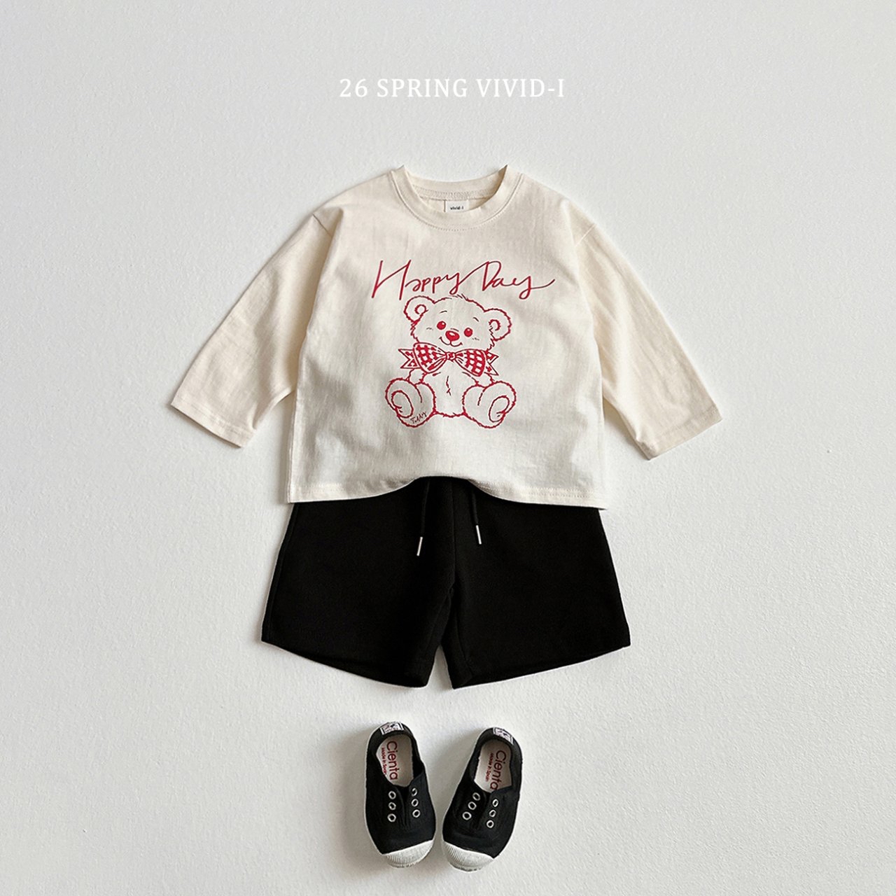 🌸預訂 韓國直送🌸🇰🇷VIVIDI五色快樂熊印花格紋上下套裝