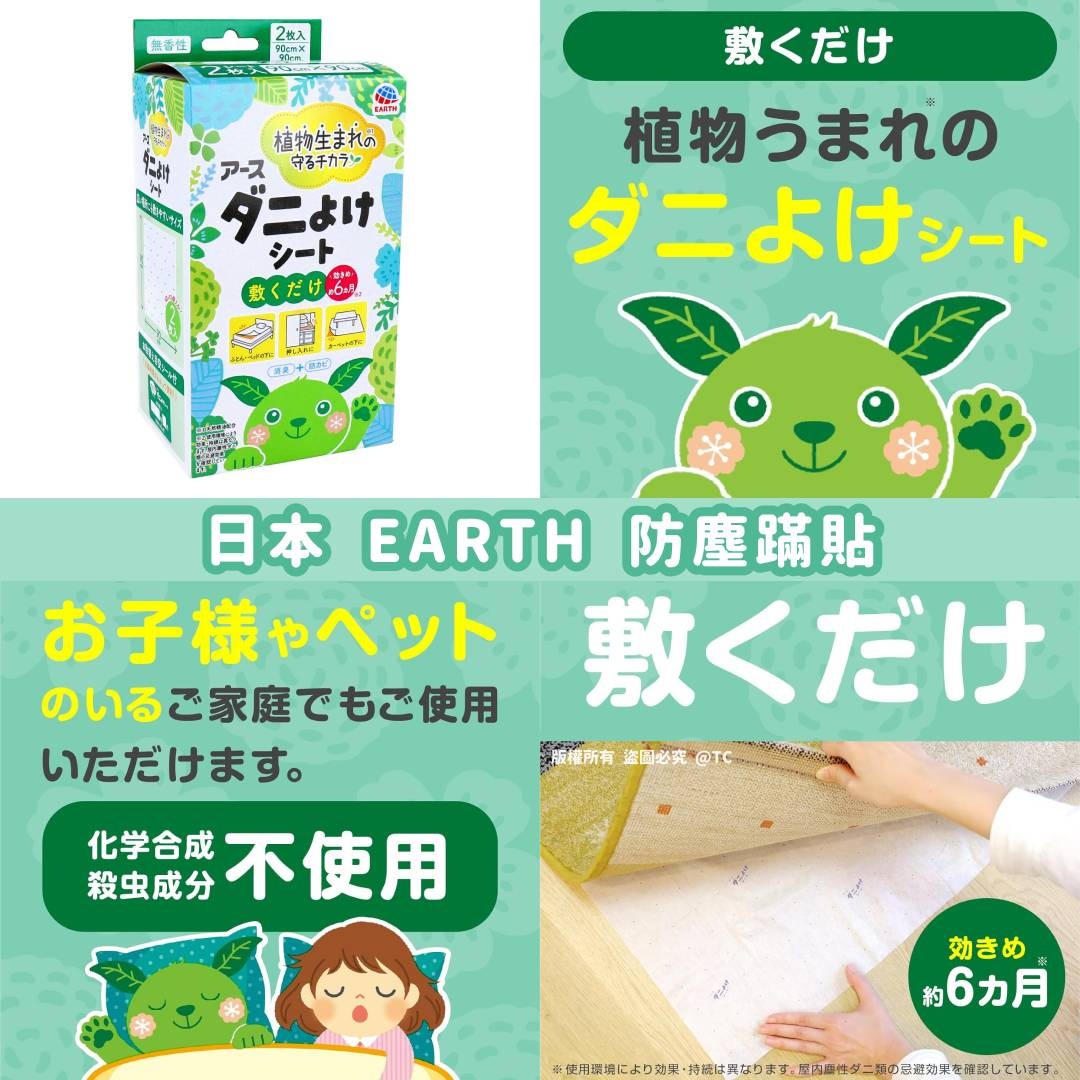【日本直送 EARTH 防塵蟎貼 (一盒2枚入)】