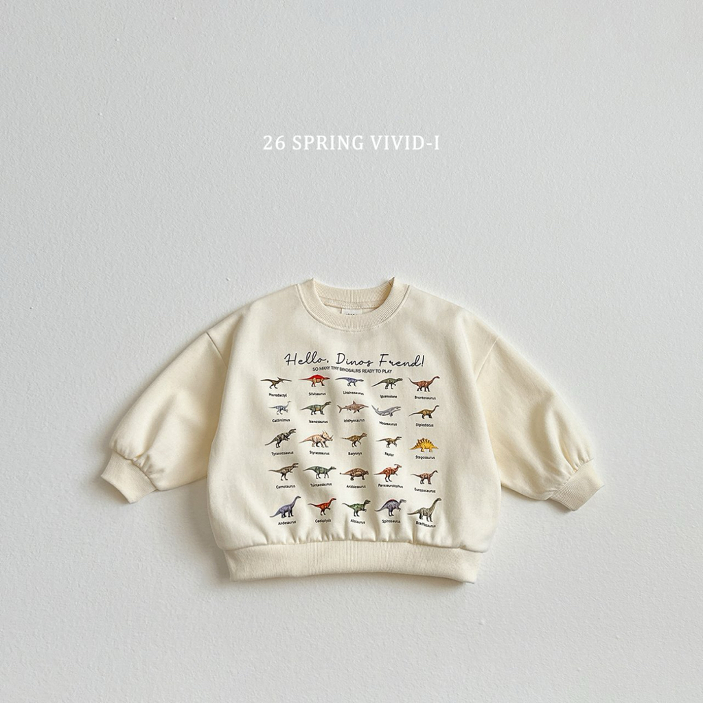 🌸預訂 韓國直送🌸🇰🇷VIVIDI三色迷你恐龍印花寬鬆衛衣