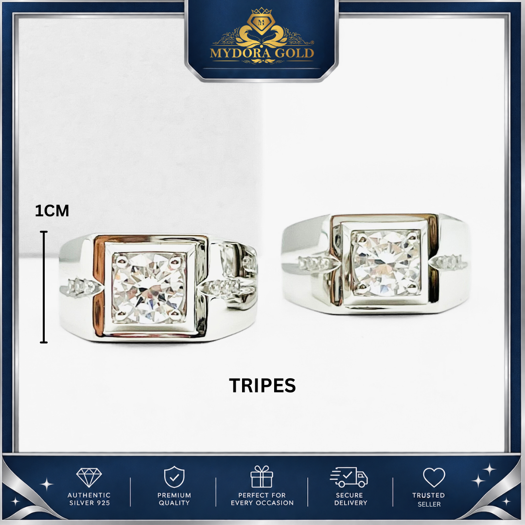 MYDORA 925 Silver Ring - Cincin Regal Edge Collection