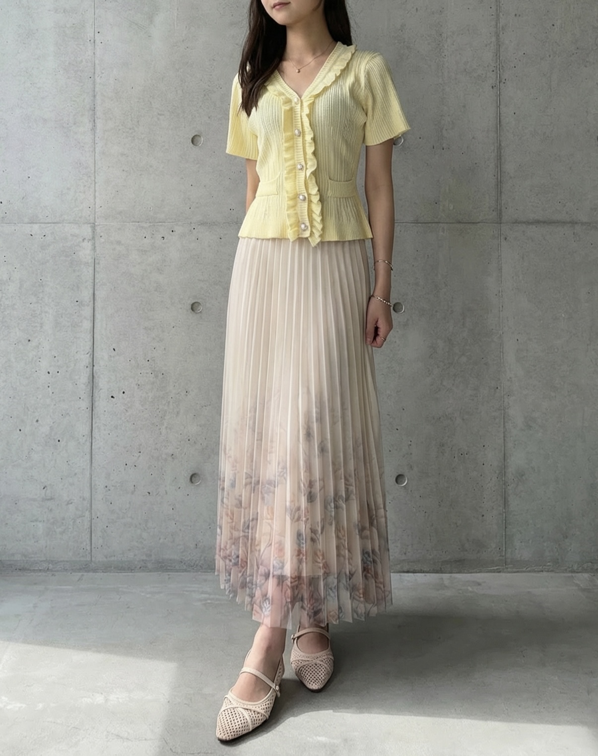 優雅荷葉邊針織開衫