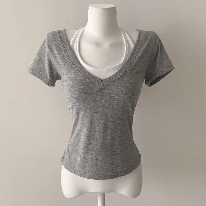 Halter Neck Layered V-Neck Top