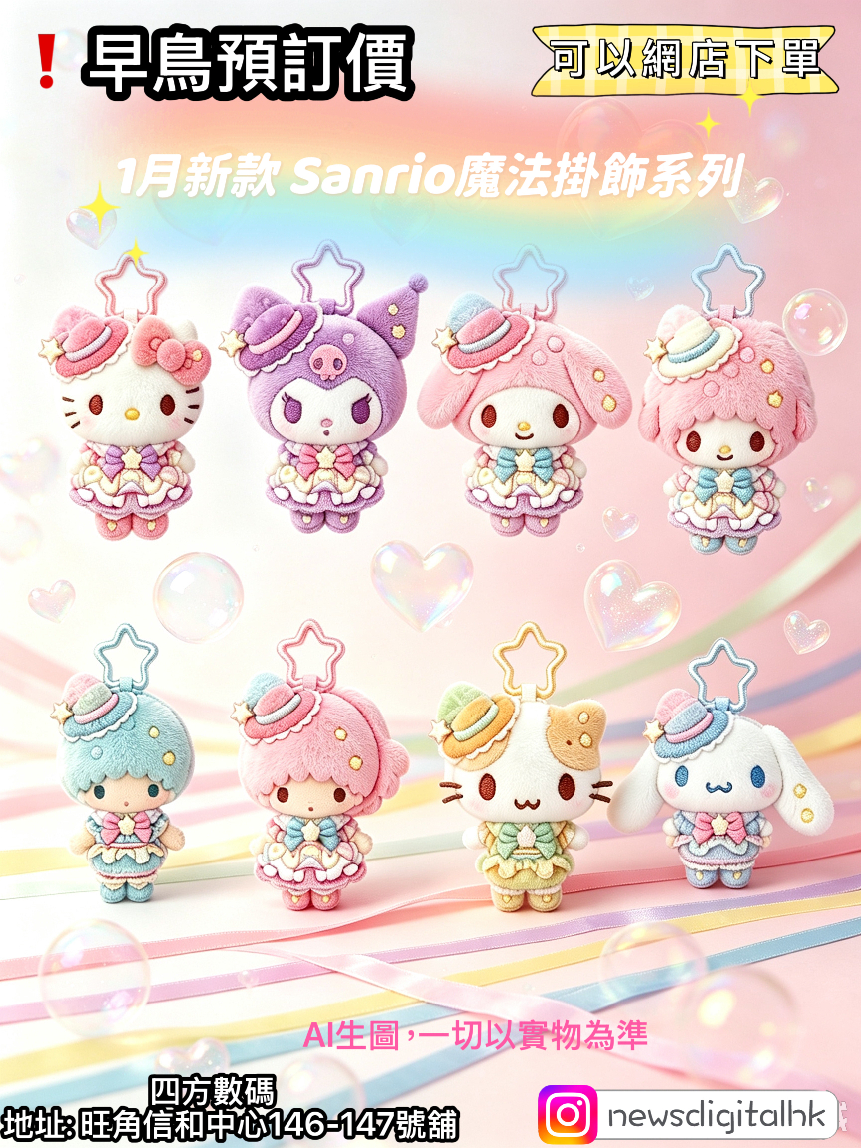 ［1月底到貨]❗️早鳥預訂價1月新款Sanrio魔法掛飾系列
