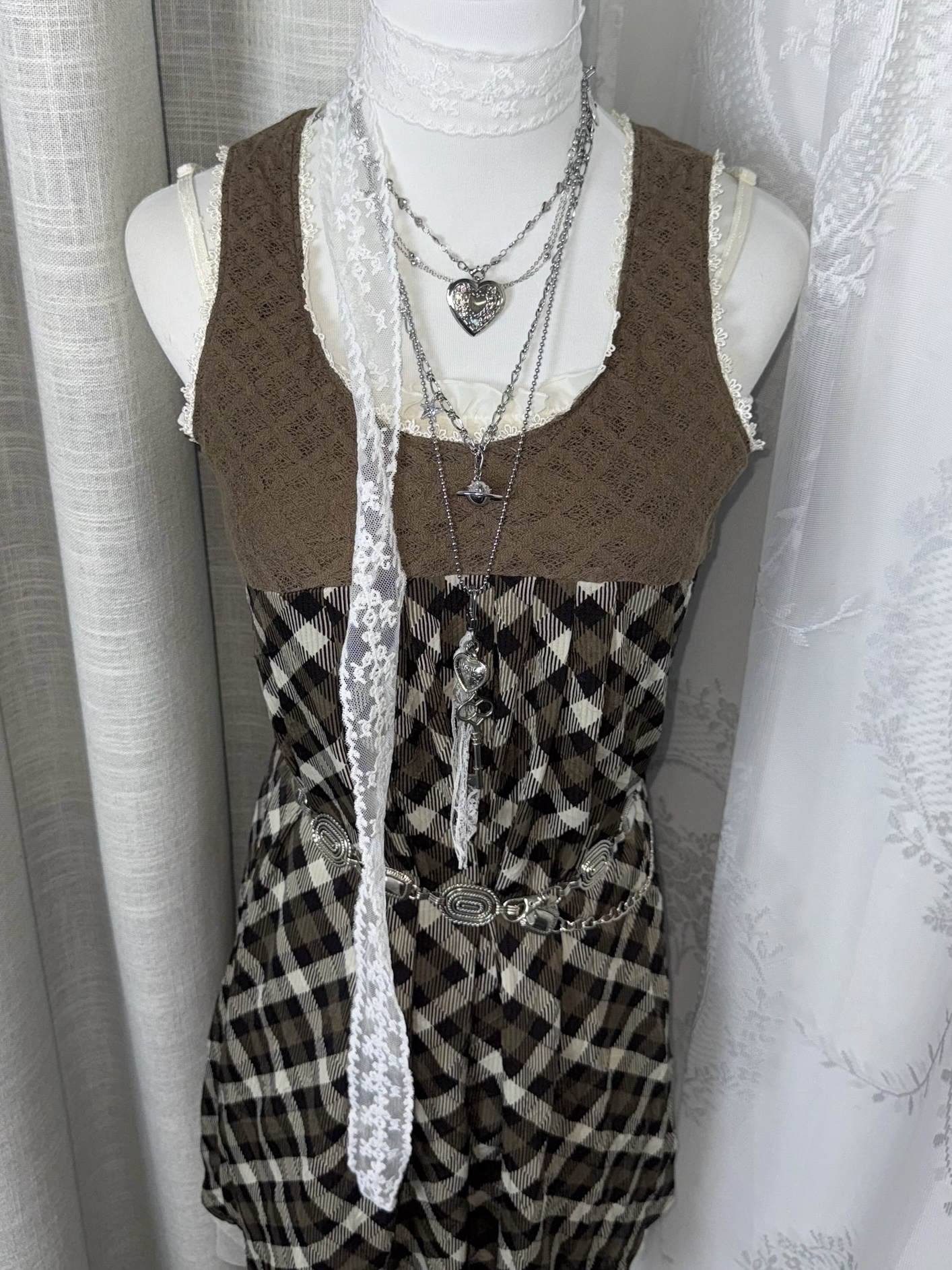 Mori Kei Chocolate Sleeveless Dress
