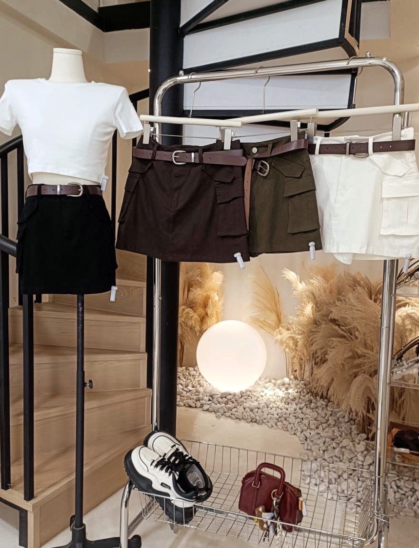 弹力牛仔包裙(腰带)