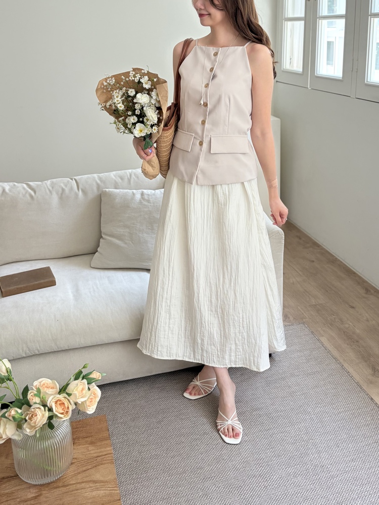 French Muse Vest Dress (Beige)