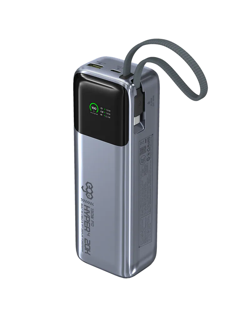 香港行貨 EGO Hyper4 20K@ 130W 內置線外置電  CCC QR code | 3C可追溯二維碼 | 20000mAh | 130W | 內置 Type C 線 | 流動充電池 | 尿袋 | 充電器 | 支援PD3.0 快充
