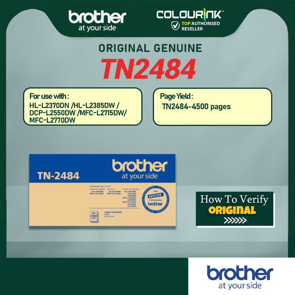Brother Original Genuine TN-2480 TN-2460 Black Toner L2370DN DCP-L2550DW L2715DW L2770DW TN2484 TN2480 TN2460 TN-2484