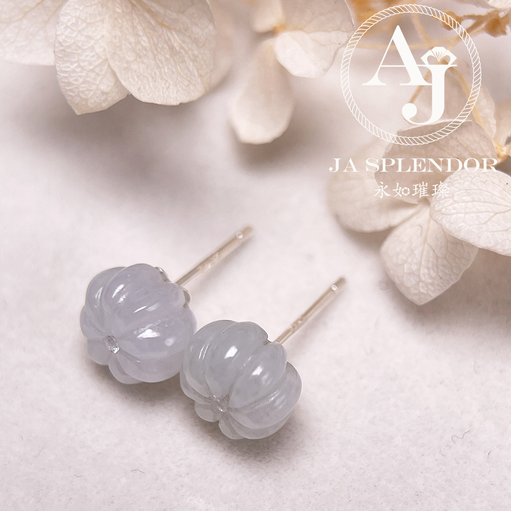 FBG26-H05 天然翡翠A玉 冰花綻放純銀耳釘