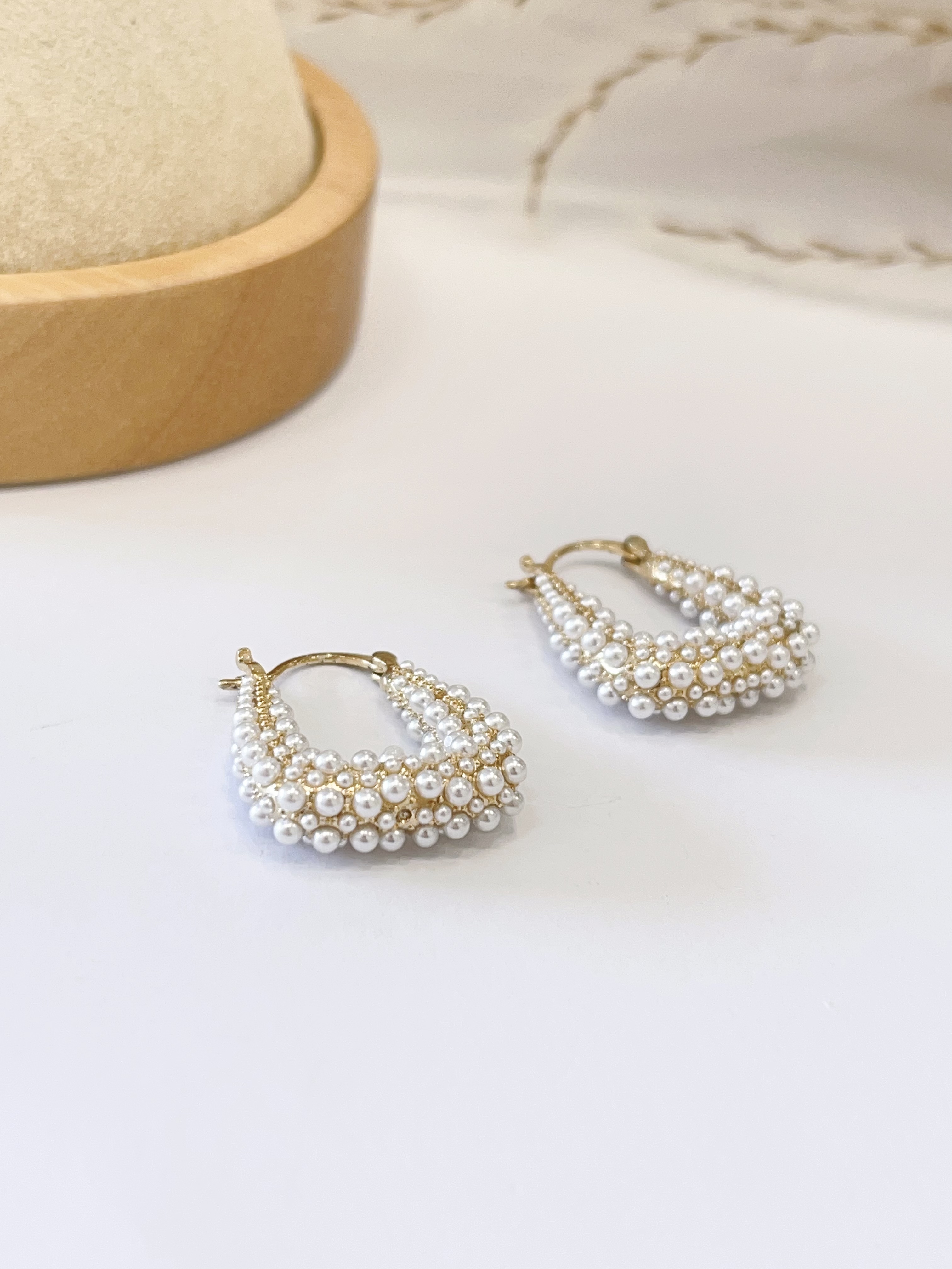 满珍珠个性风耳扣耳环