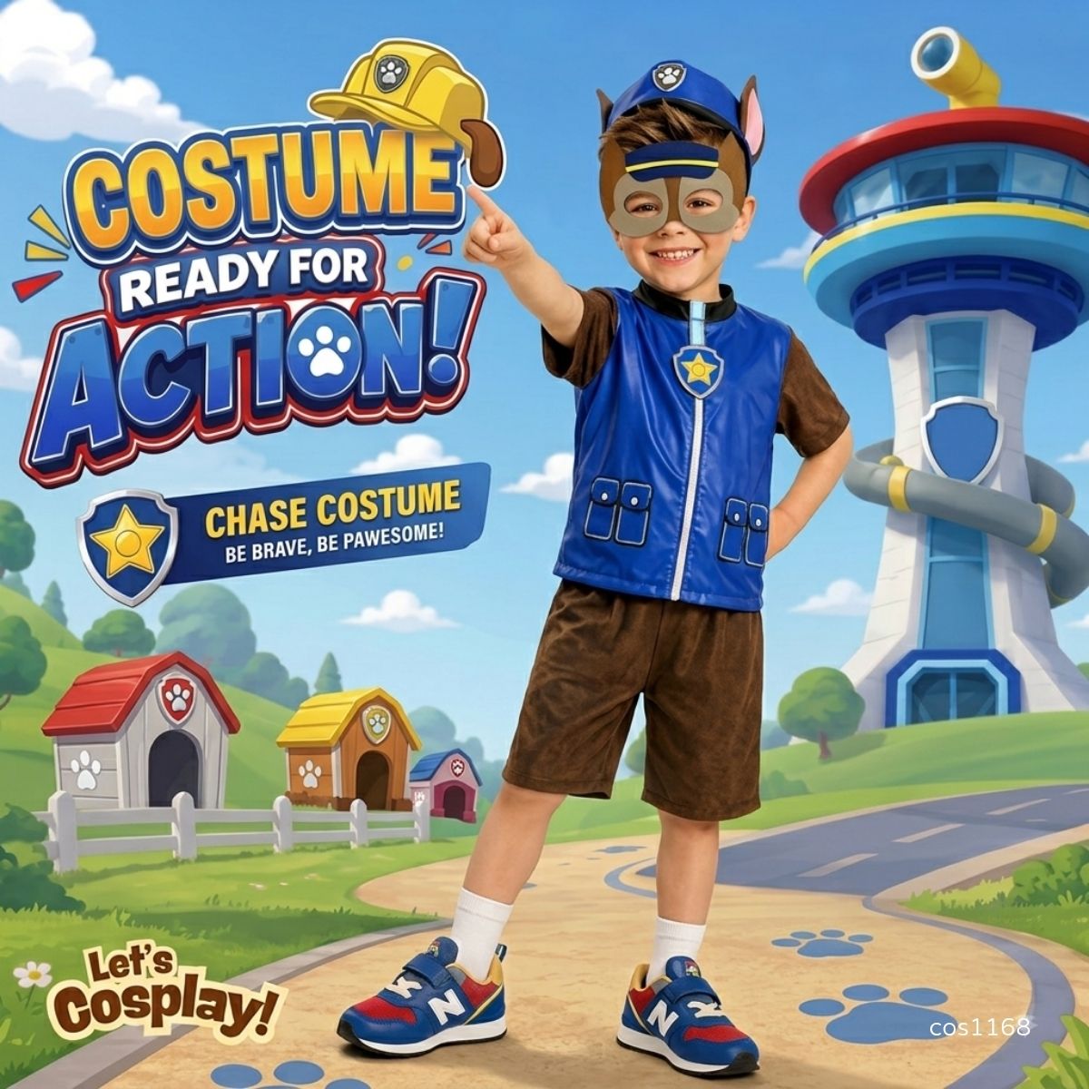 汪汪隊立大功阿奇服裝 Paw Patrol Chase Costume｜兒童警察角色扮演｜Lets Cosplay 香港現貨