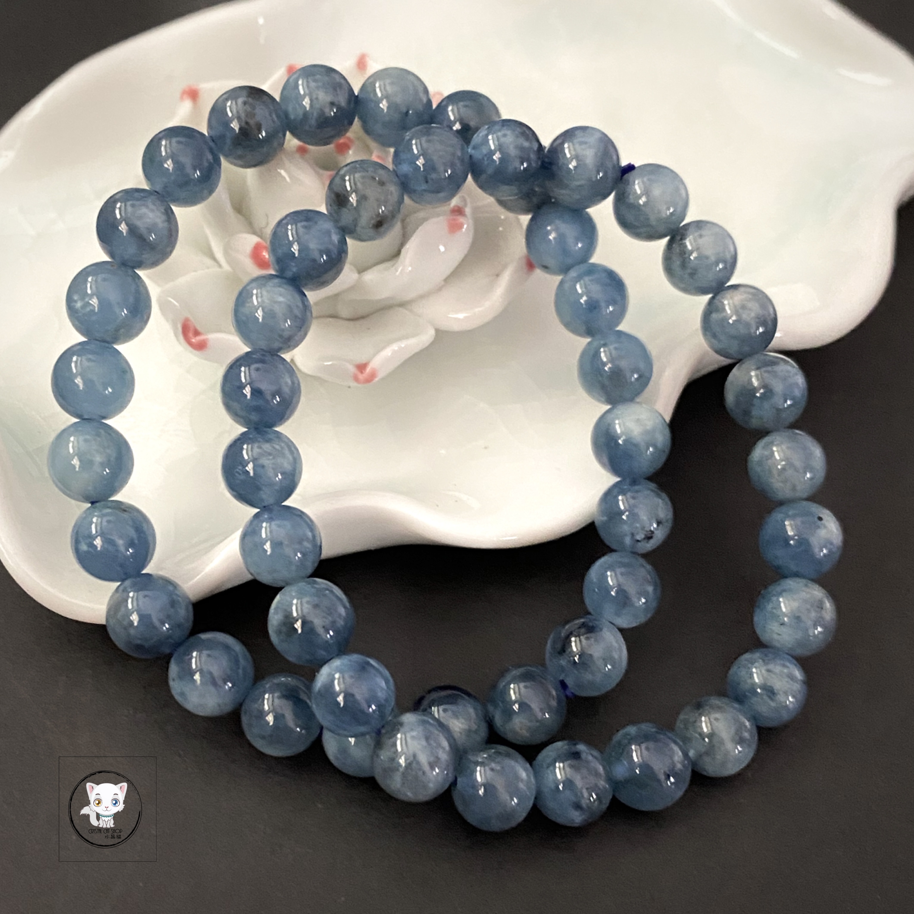 天然魔鬼海藍寶手鏈 7.6mm