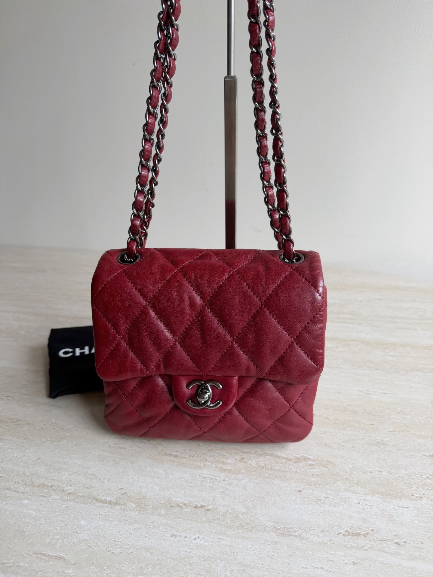 【預訂貨品】Chanel酒紅色泡芙方胖子