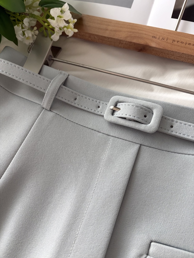 Belted Pencil Skirt (Blue)