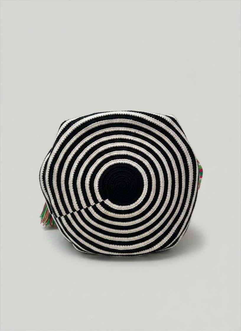 【背得起嘅藝術品】哥倫比亞正宗 Wayuu Mochila 手工民族編織袋  [預計 : 6月中至尾發貨] (PO-WY-BLKRED-F04)
