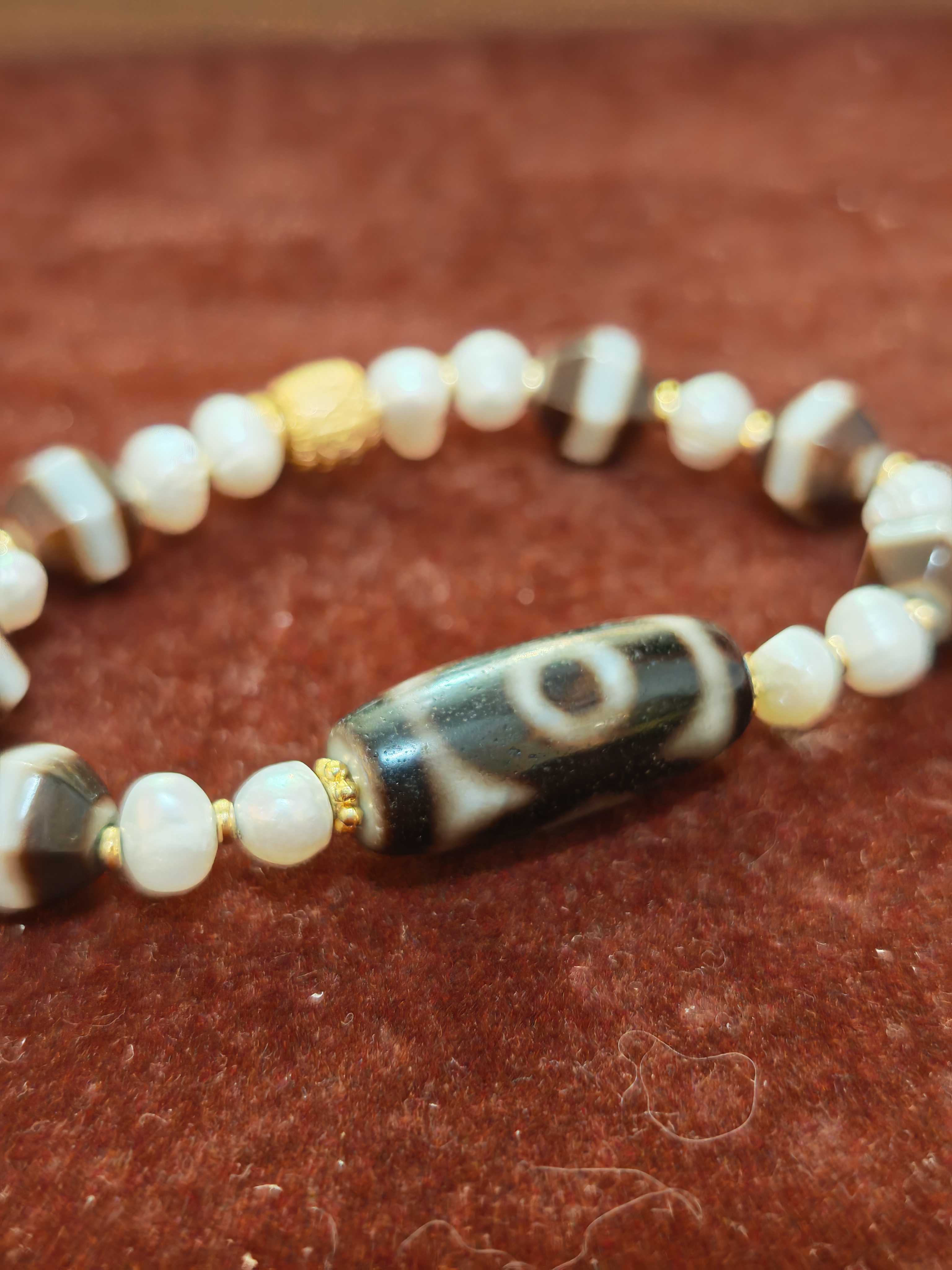 「黑白三眼天珠」26045